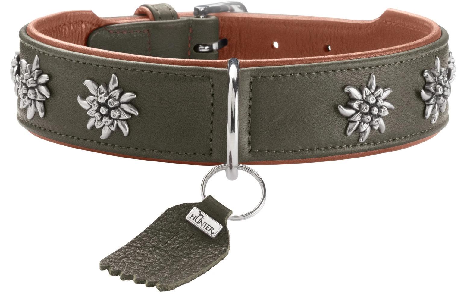 Hunter Halsband München 47/S-M, Rindsleder, Grün/Cognac Hunter Halsband München 47/S-M, Rindsleder, Grün/Cognac