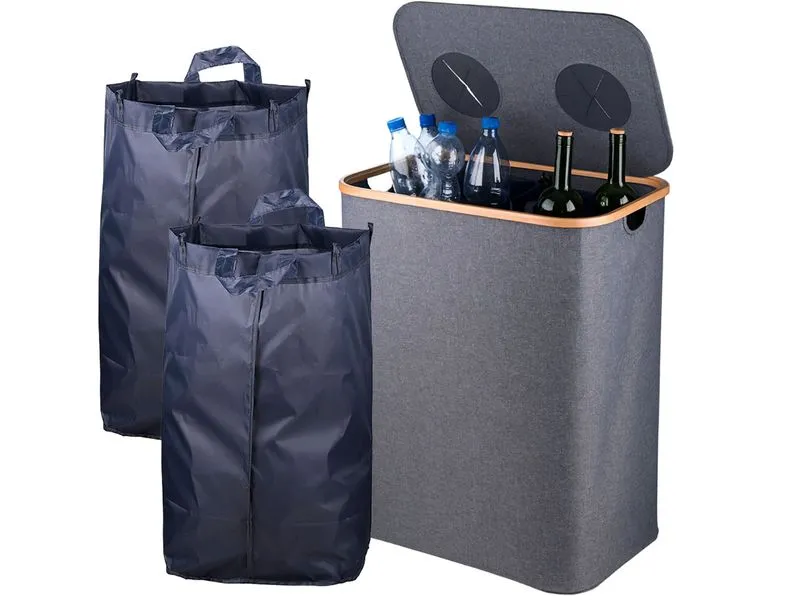relaxdays Recyclingbehälter 140 L Grau relaxdays Recyclingbehälter 140 L Grau