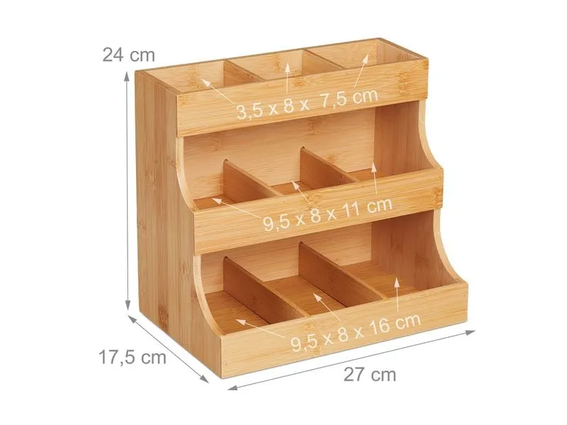 relaxdays Teebeutel-Box 9 Fächer, Hellbraun relaxdays Teebeutel-Box 9 Fächer, Hellbraun