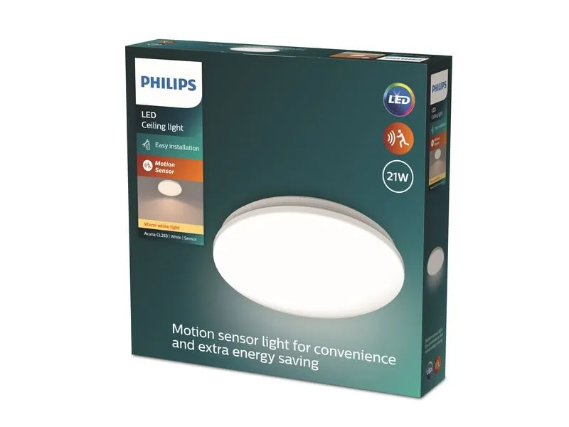 Philips Deckenleuchte Acuna mit Sensor 2700K, 2500 Lumen, Weiss Philips Deckenleuchte Acuna mit Sensor 2700K, 2500 Lumen, Weiss