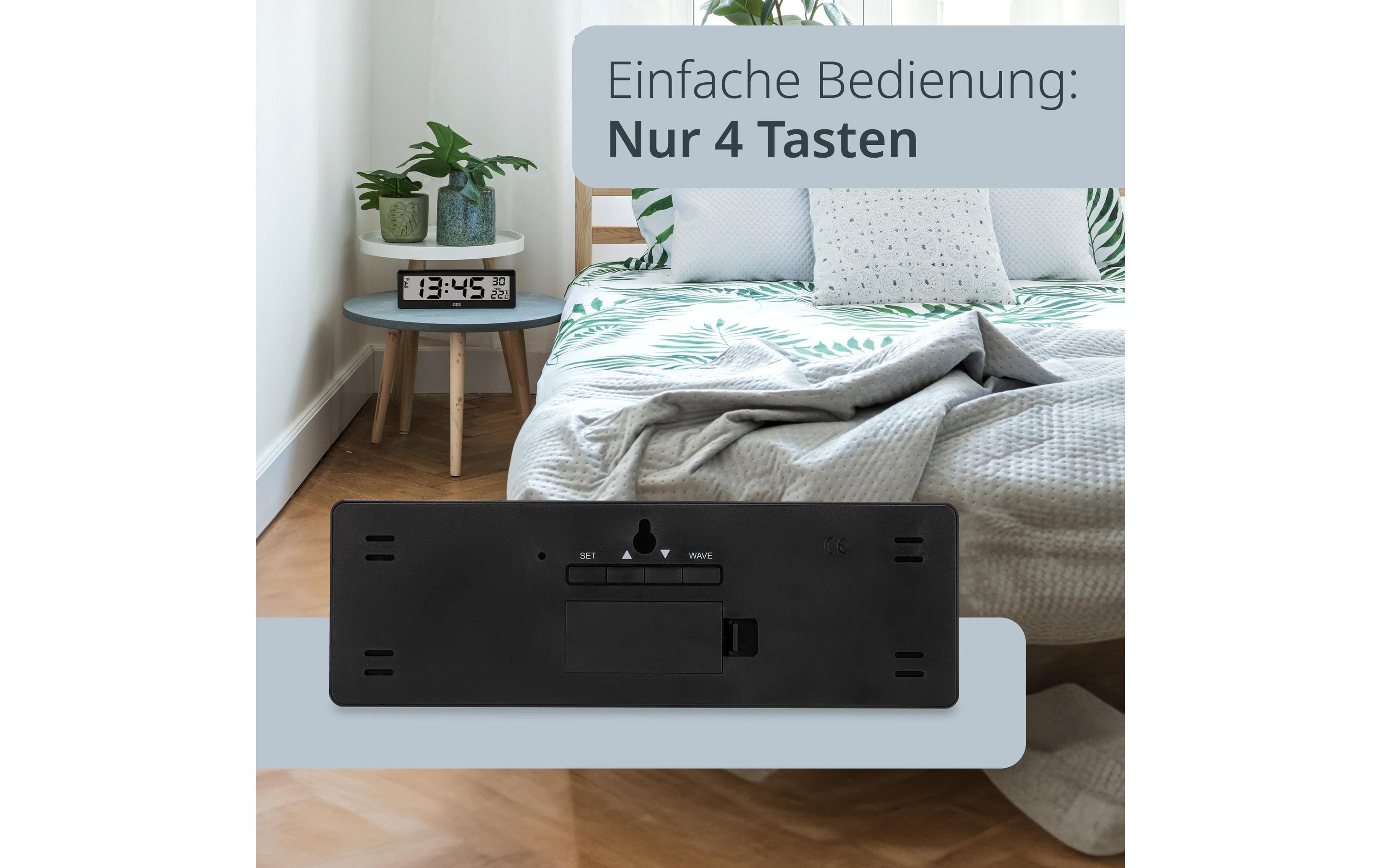 ADE Digitale DCF-Funkuhr Schwarz