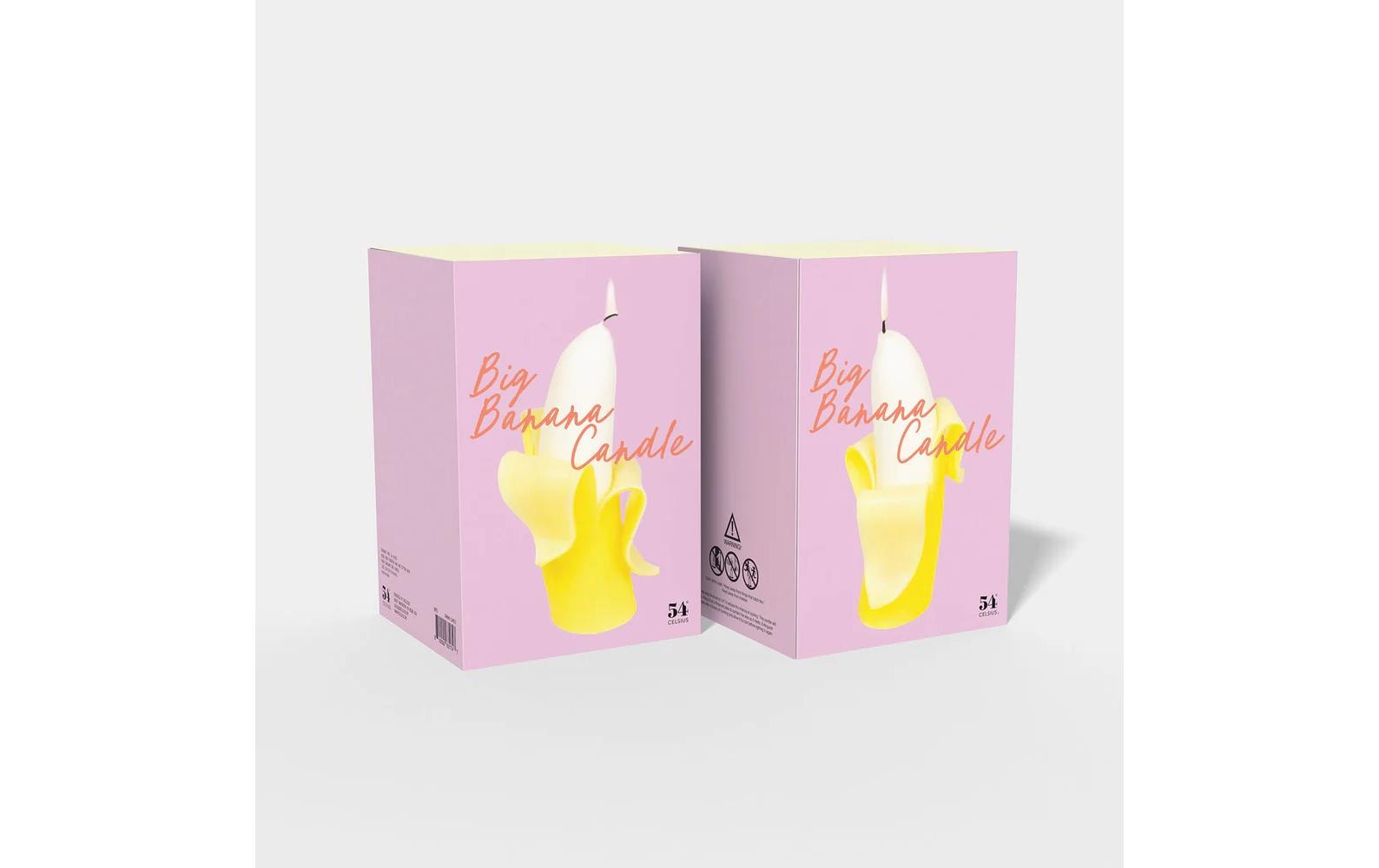 54Celsius Kerze Big Banana 16.5 cm x 9 cm, Gelb/Weiss
