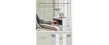 VASAGLE Nachttisch 2er Set 25 x 65 cm, Weiss