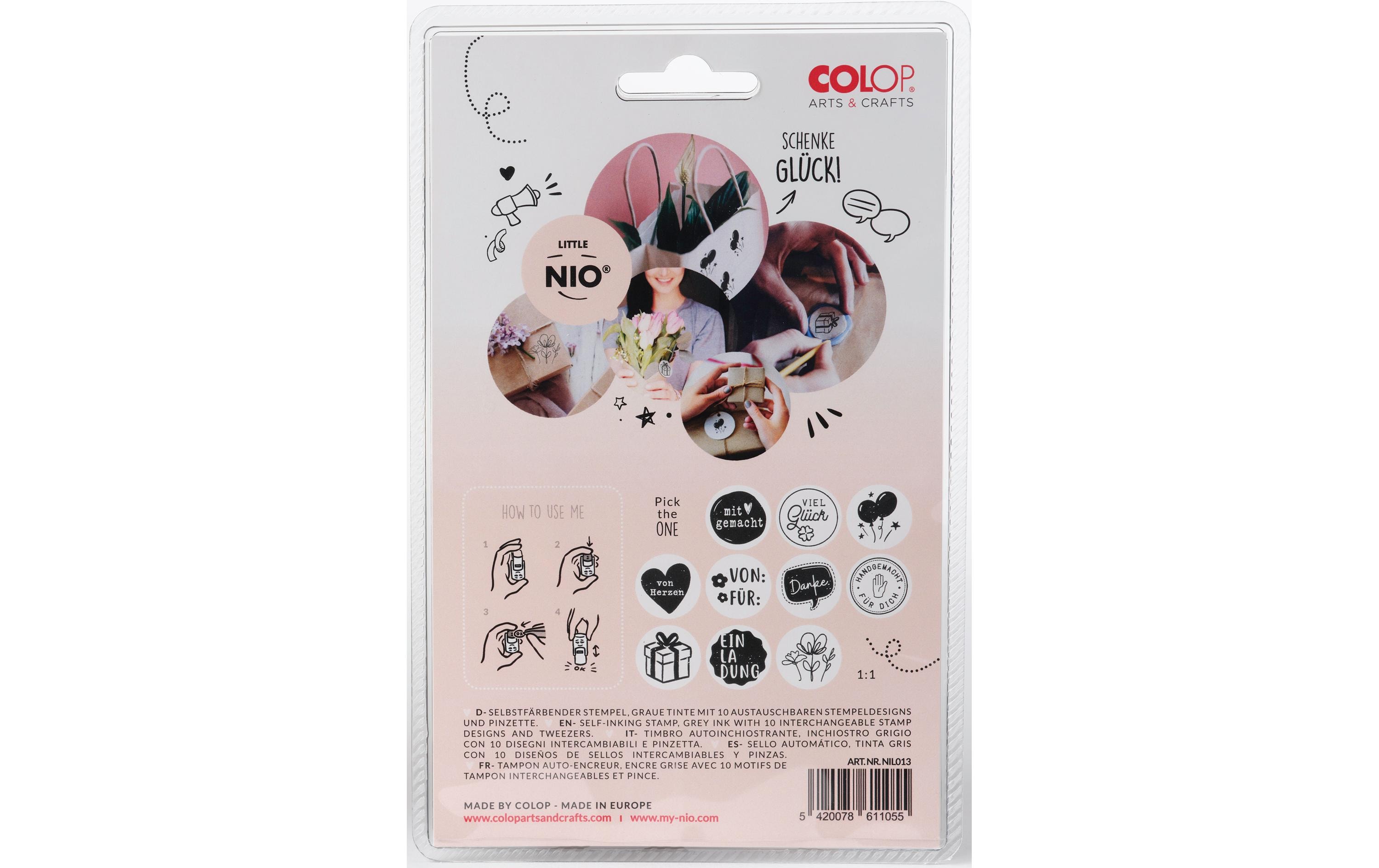 Colop Nio Stempelset Little Nio Set deutscher Text, 10-teilig