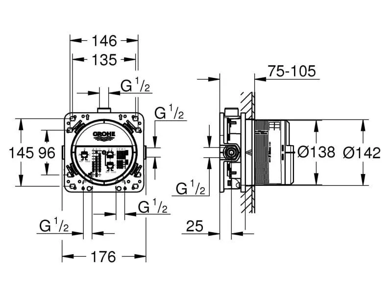 GROHE Montagezubehör Rapido SmartBox 1/2 GROHE Montagezubehör Rapido SmartBox 1/2