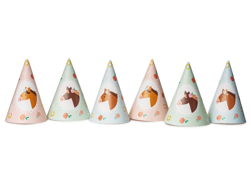 Partydeco Partyhüte Pferd 16 x 11 cm, 6 Stück