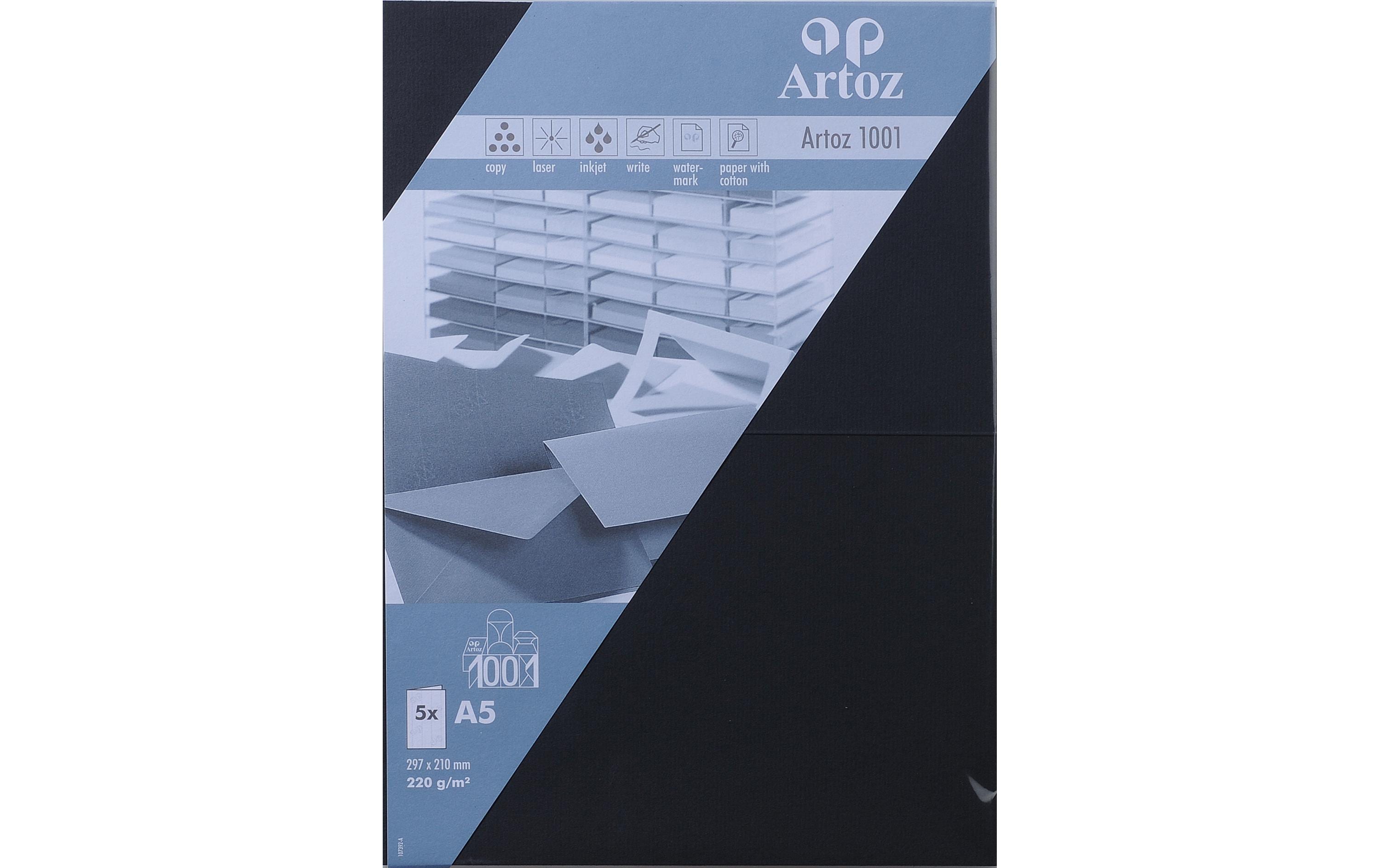 Artoz Blankokarte 1001, A5, 5 Blatt, Schwarz Artoz Blankokarte 1001, A5, 5 Blatt, Schwarz