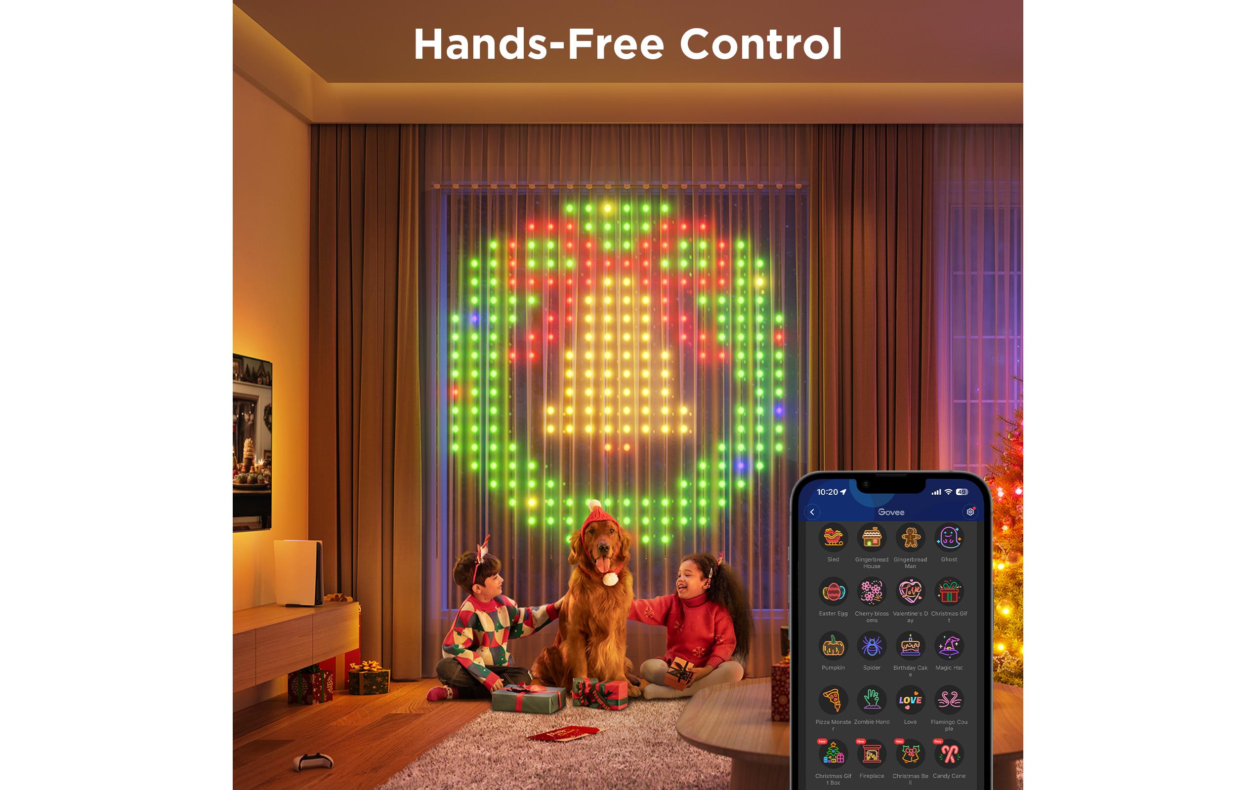 Govee LED-Stripe Curtain Lights RGBIC, 25 Watt, 1.5 x 1.5m