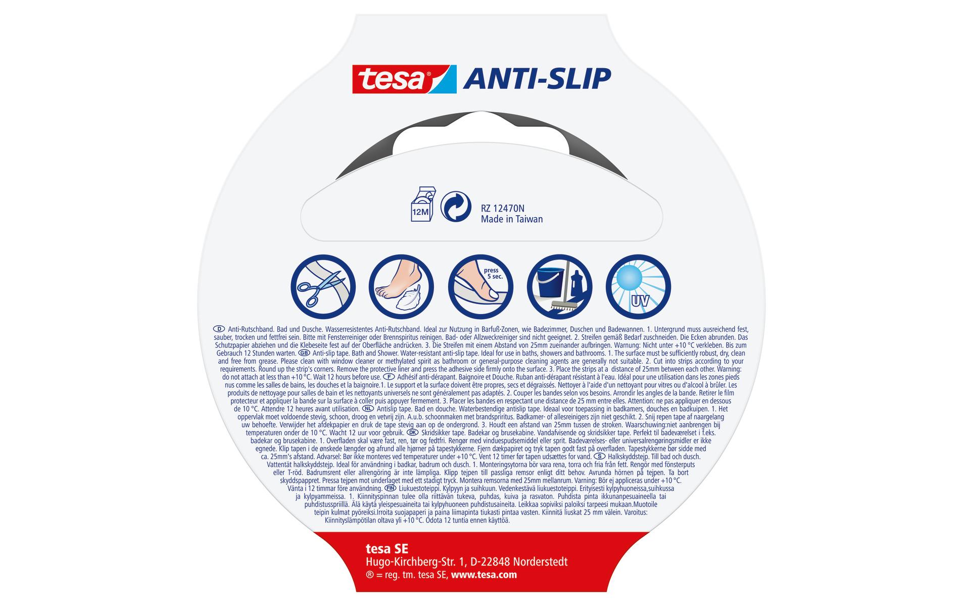tesa Anti-Rutschband Bad & Dusche, 5 m x 25 mm tesa Anti-Rutschband Bad & Dusche, 5 m x 25 mm