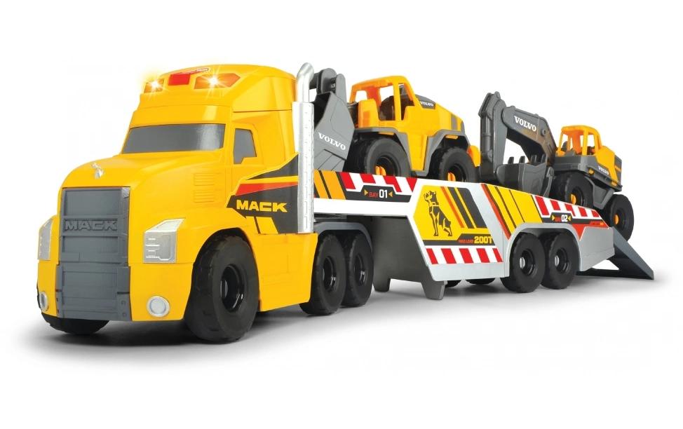 Dickie Toys Baustellenfahrzeug Grosser Mack Truck mit 2 Volvo Fahrzeugen