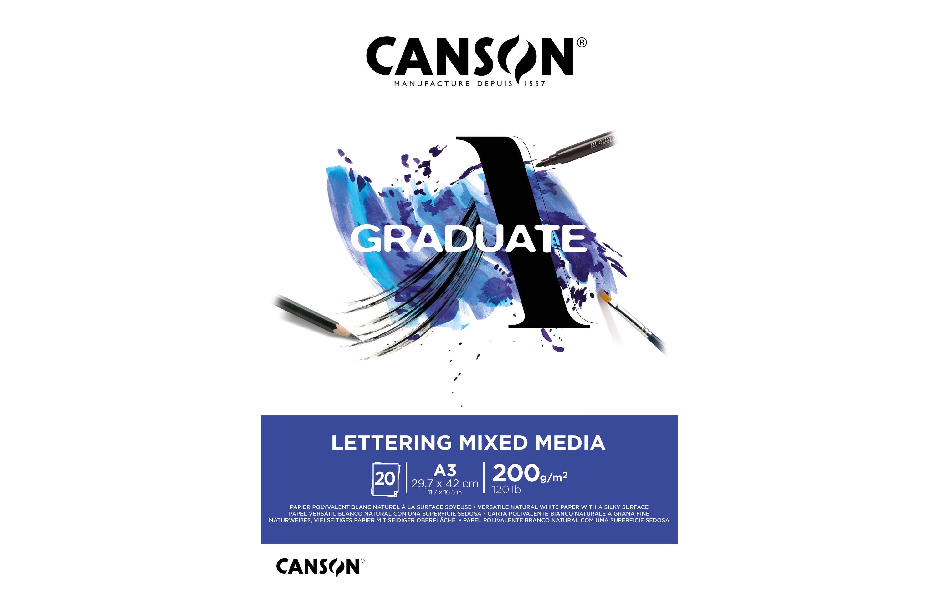 Canson Zeichenblock Graduate Lettering Mixed Media A3, 20 Blatt Canson Zeichenblock Graduate Lettering Mixed Media A3, 20 Blatt