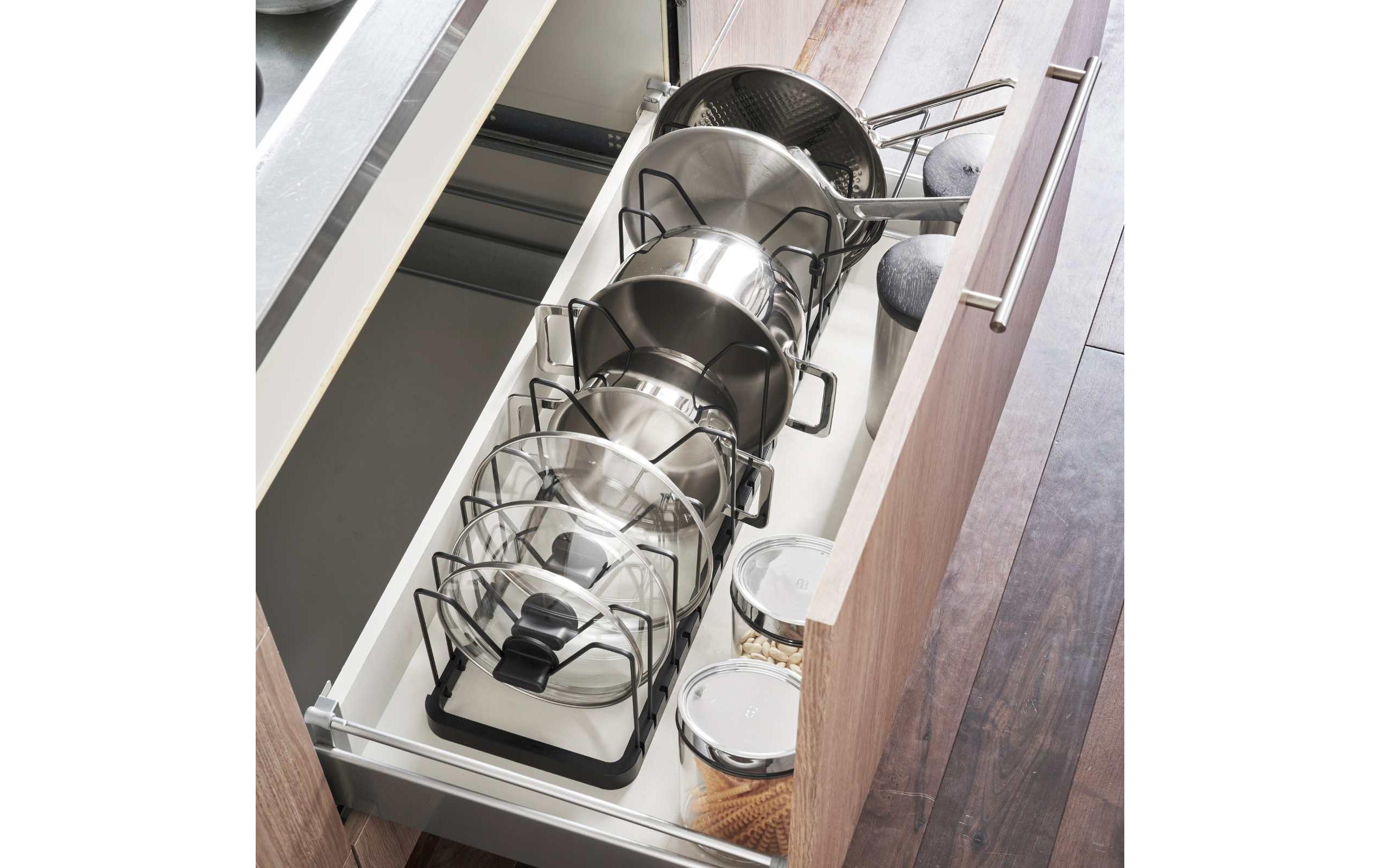 Yamazaki Deckel- und Pfannenhalter Tower Schwarz