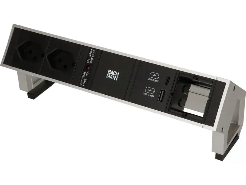 Bachmann Tischsteckdosenleiste DESK 2, 2x T13, 1x USB A/C, 1x Leer
