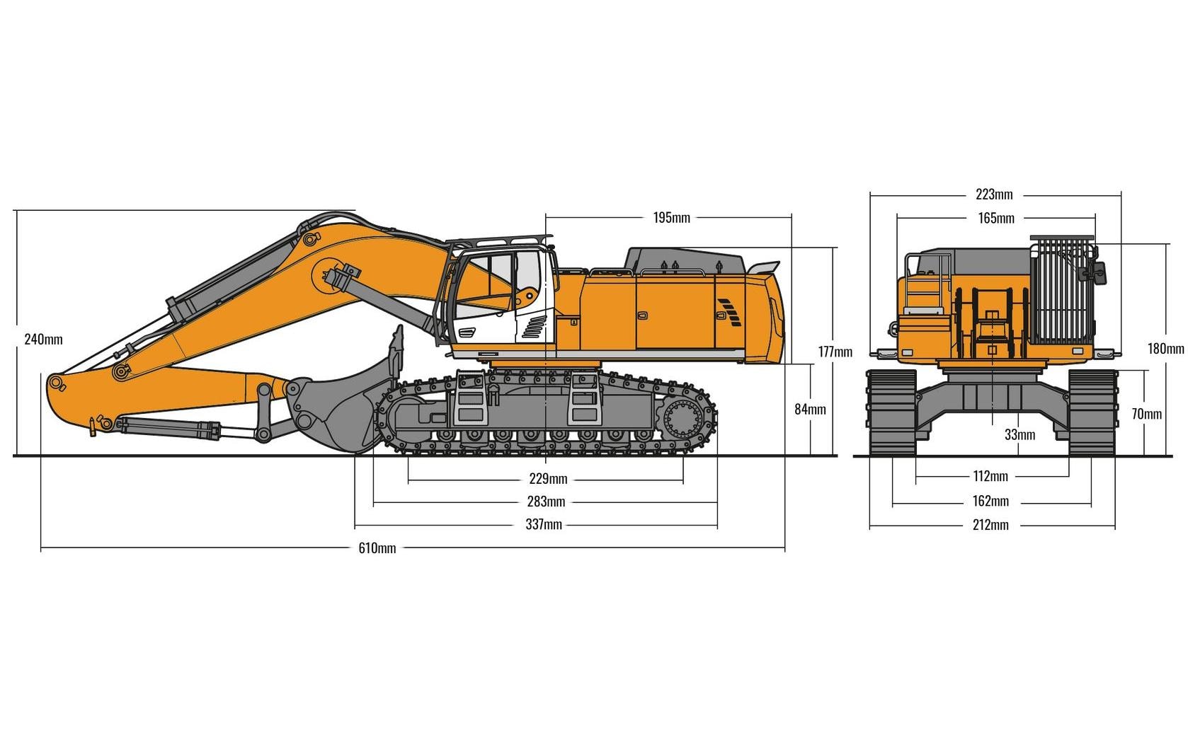 Amewi Kettenbagger G106E Vollmetall Gelb, RTR, 1:14 Amewi Kettenbagger G106E Vollmetall Gelb, RTR, 1:14