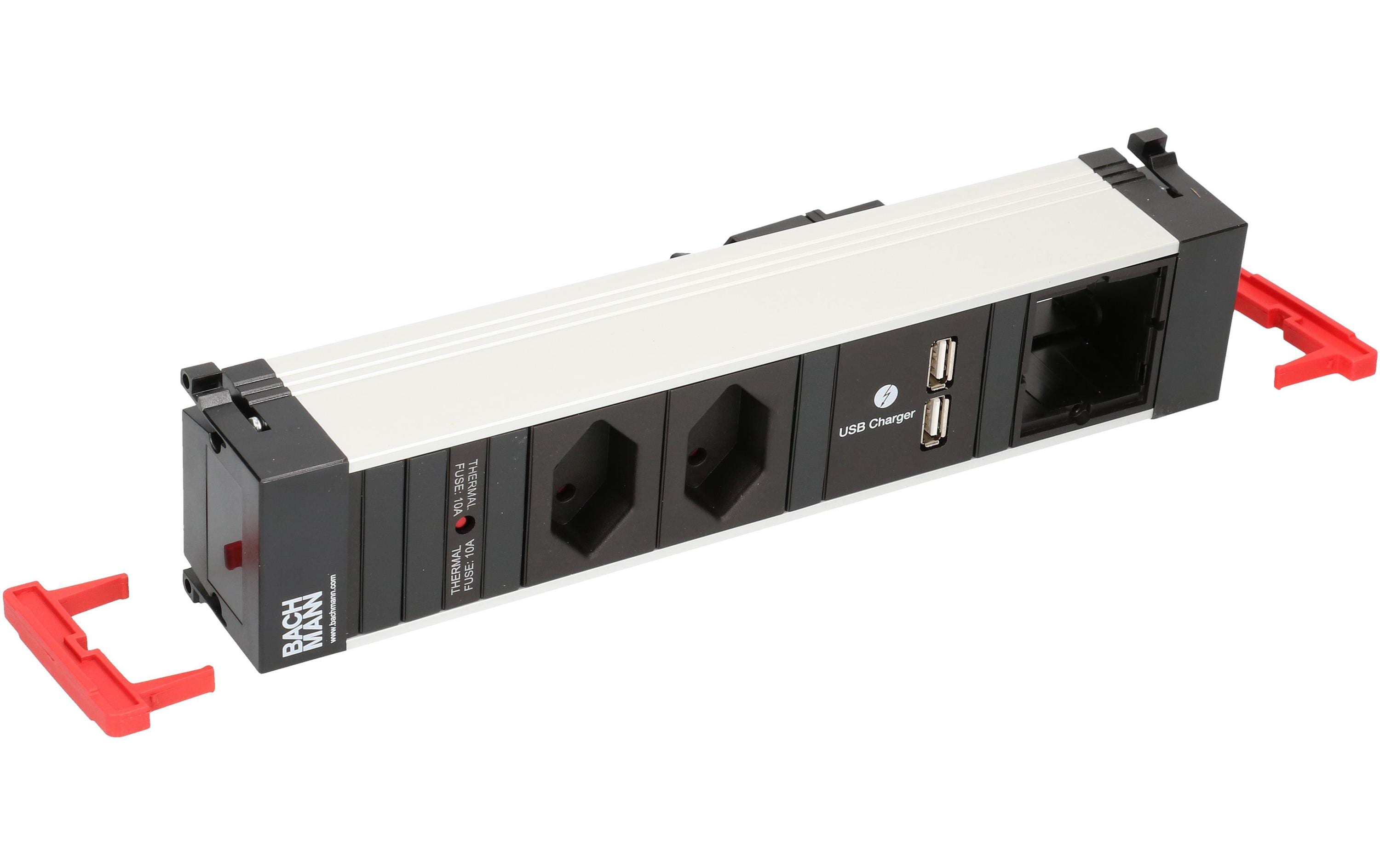 Bachmann Einbausteckerleiste POWER FRAME 2x T13, USB, Custom-ABD Leer