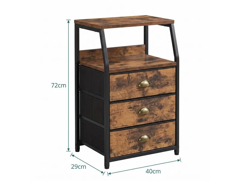 relaxdays Kommode 40 x 72 cm, Braun/Gold/Schwarz