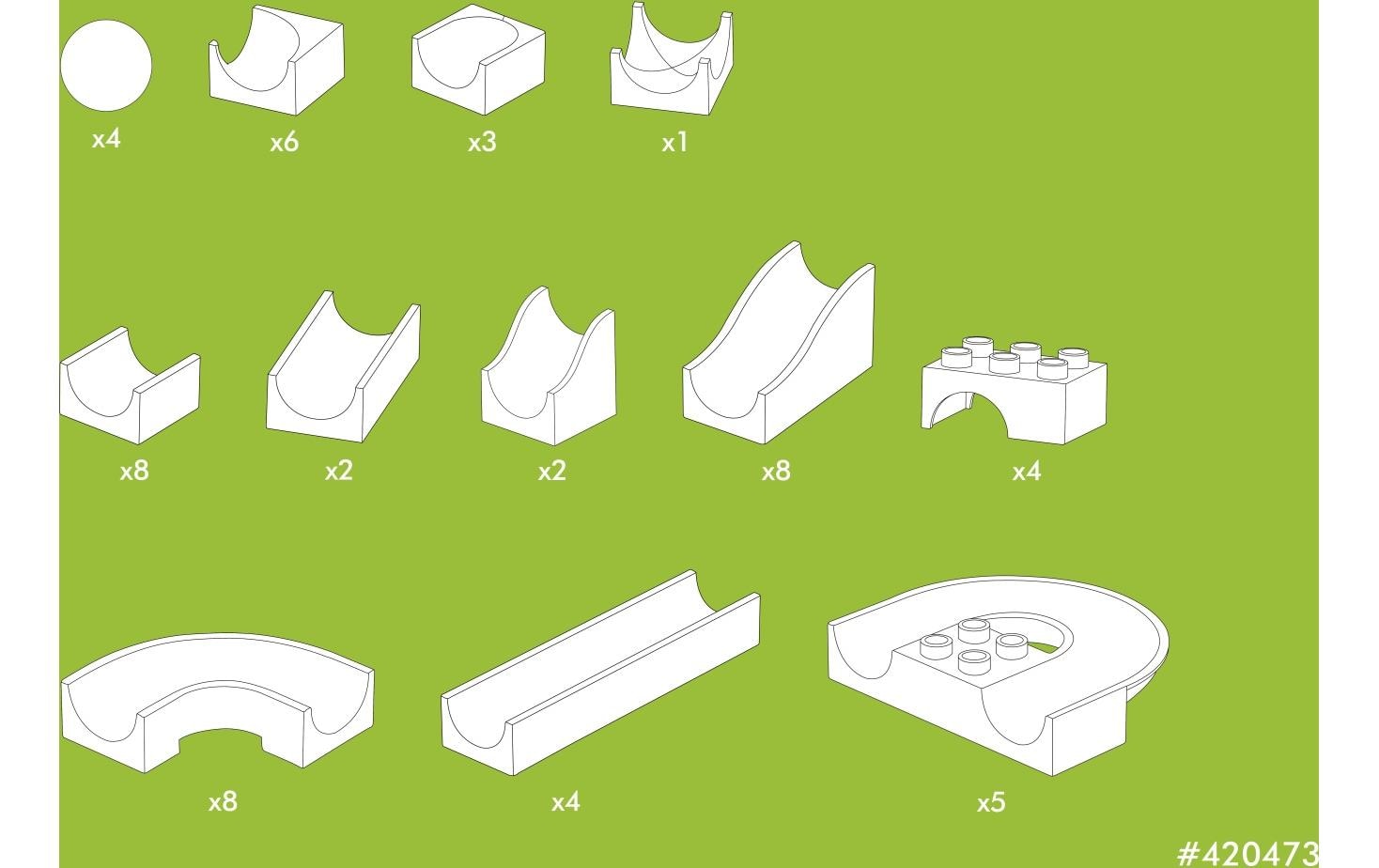 Hubelino Kugelbahn Bahnelemente Set 55 Teile