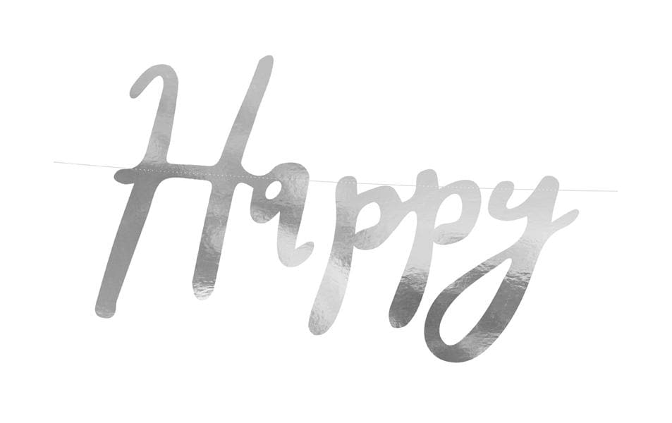 Partydeco Girlande Happy Birthday Silber, 16.5 x 62 cm
