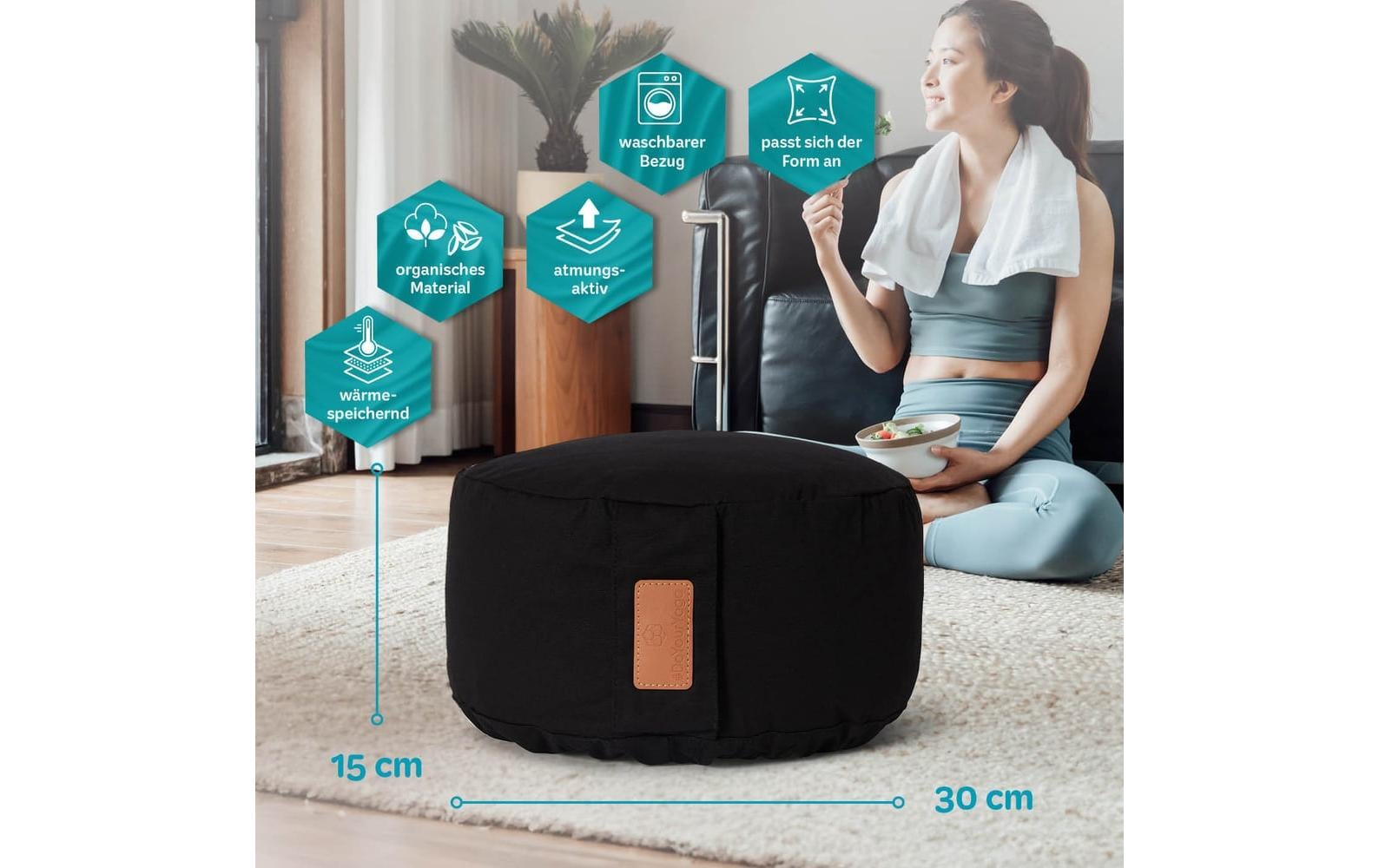 DoYourYoga Yoga-Kissen Vishnu Dinkelspelz, Schwarz