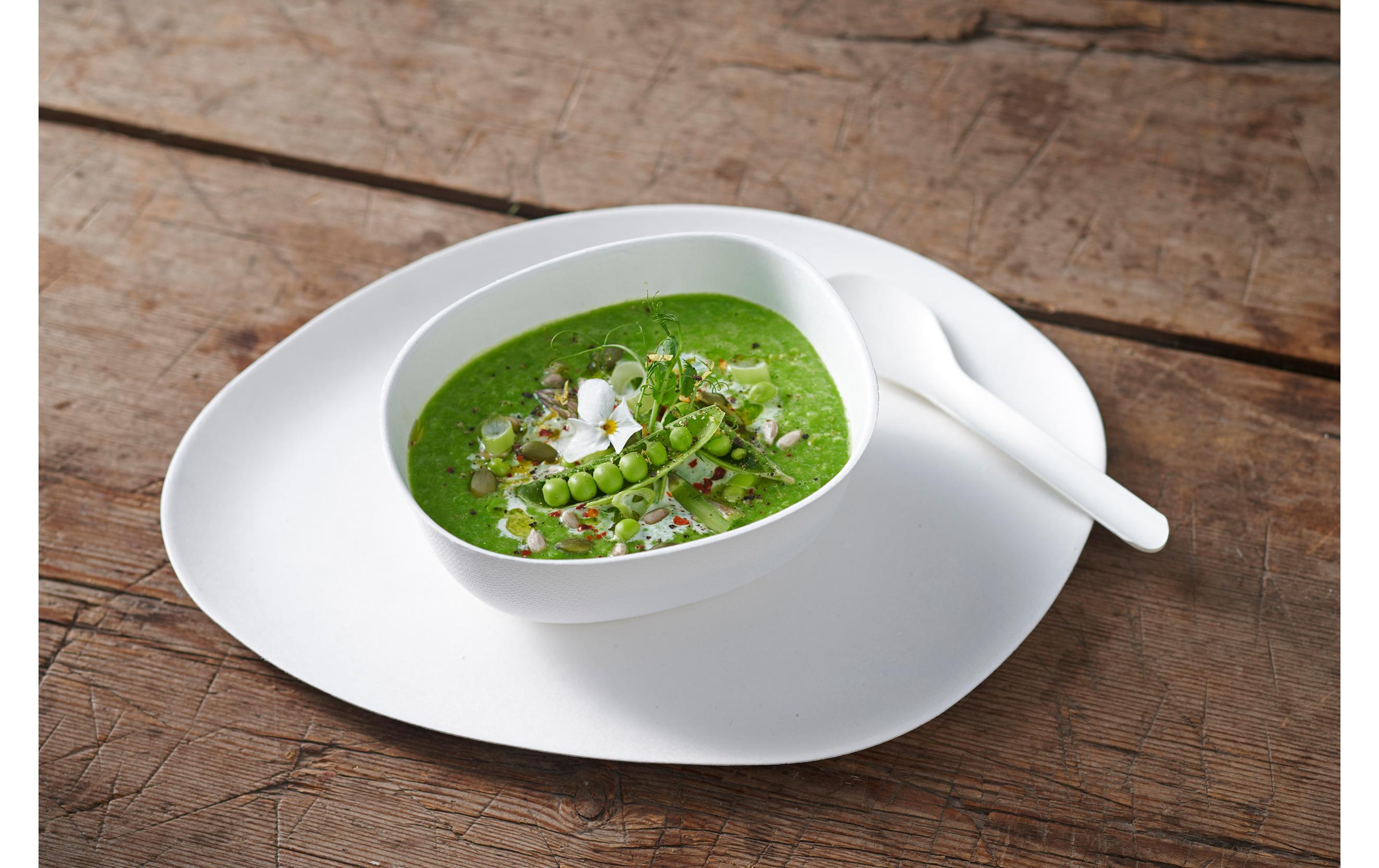 BioPak Einweg-Schale Pebble 500 ml Weiss ungeteilt, 50 Stück