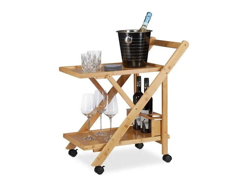 relaxdays Servierwagen mit 2 Ablagen 70 x 40.5 x 65 cm, Braun/Schwarz relaxdays Servierwagen mit 2 Ablagen 70 x 40.5 x 65 cm, Braun/Schwarz