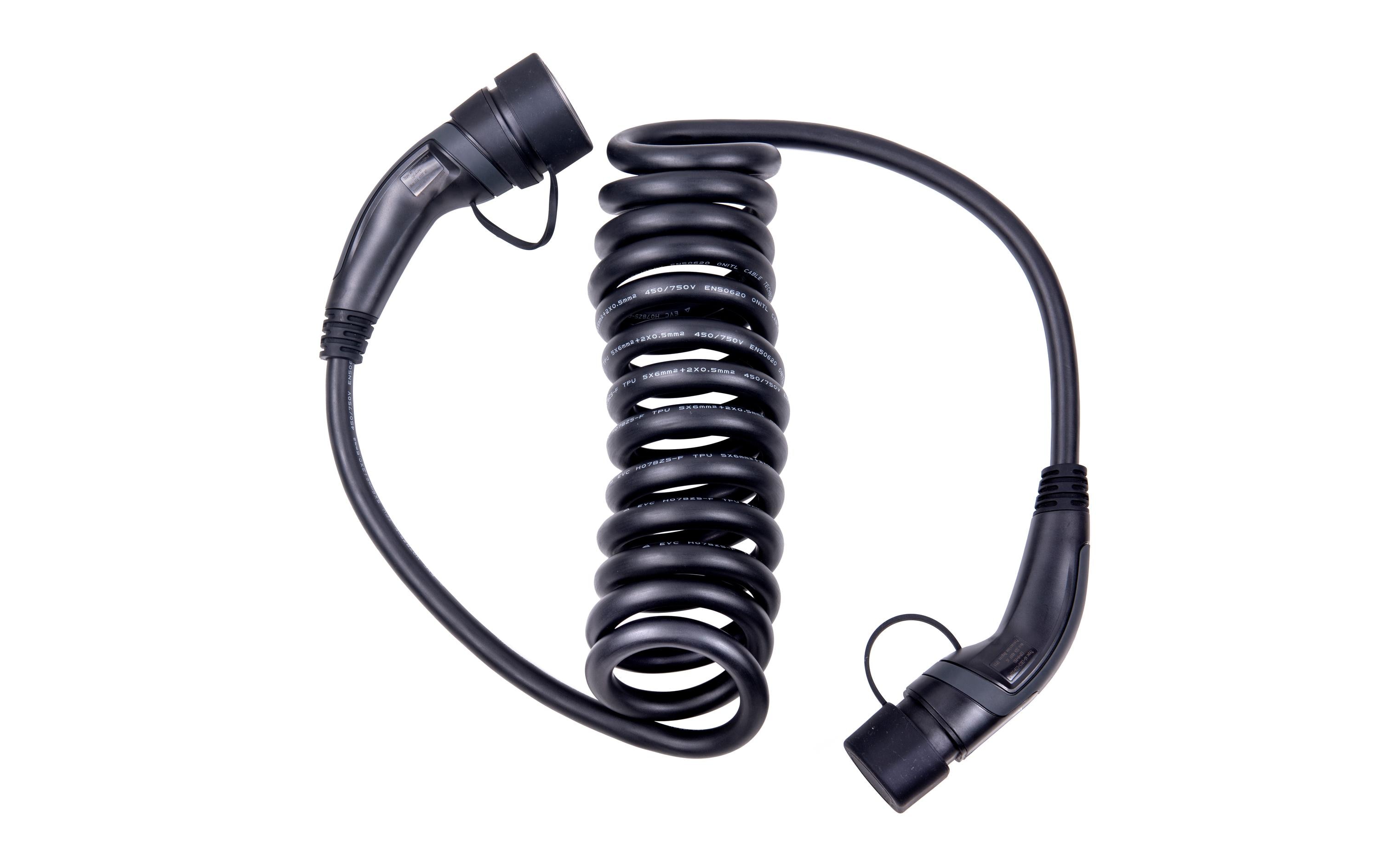 ANS Ladekabel Typ 2 32 A spiralisiert 5 m