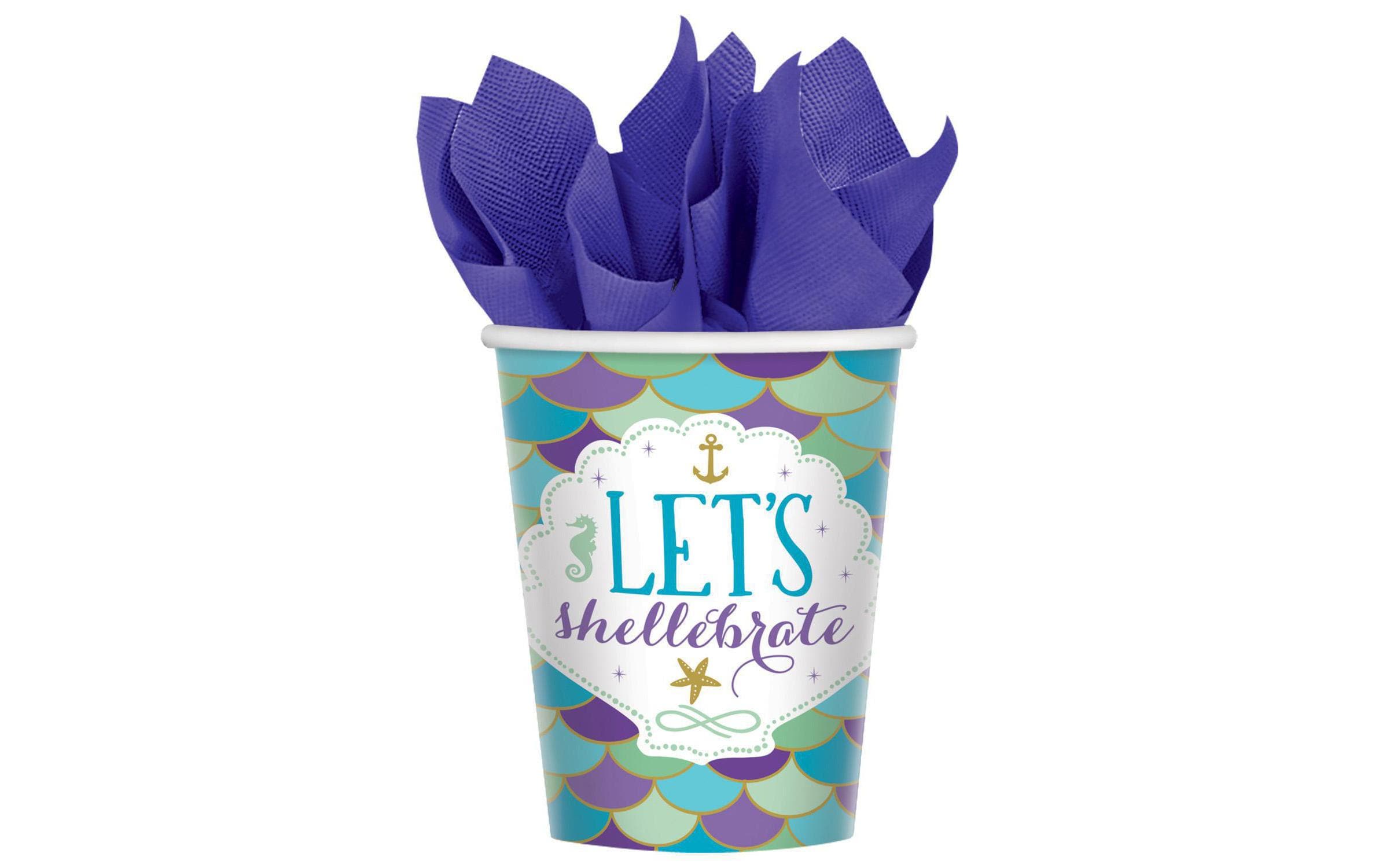 Amscan Einwegbecher Mehrjungfrau 266 ml 8 Stück, Violett