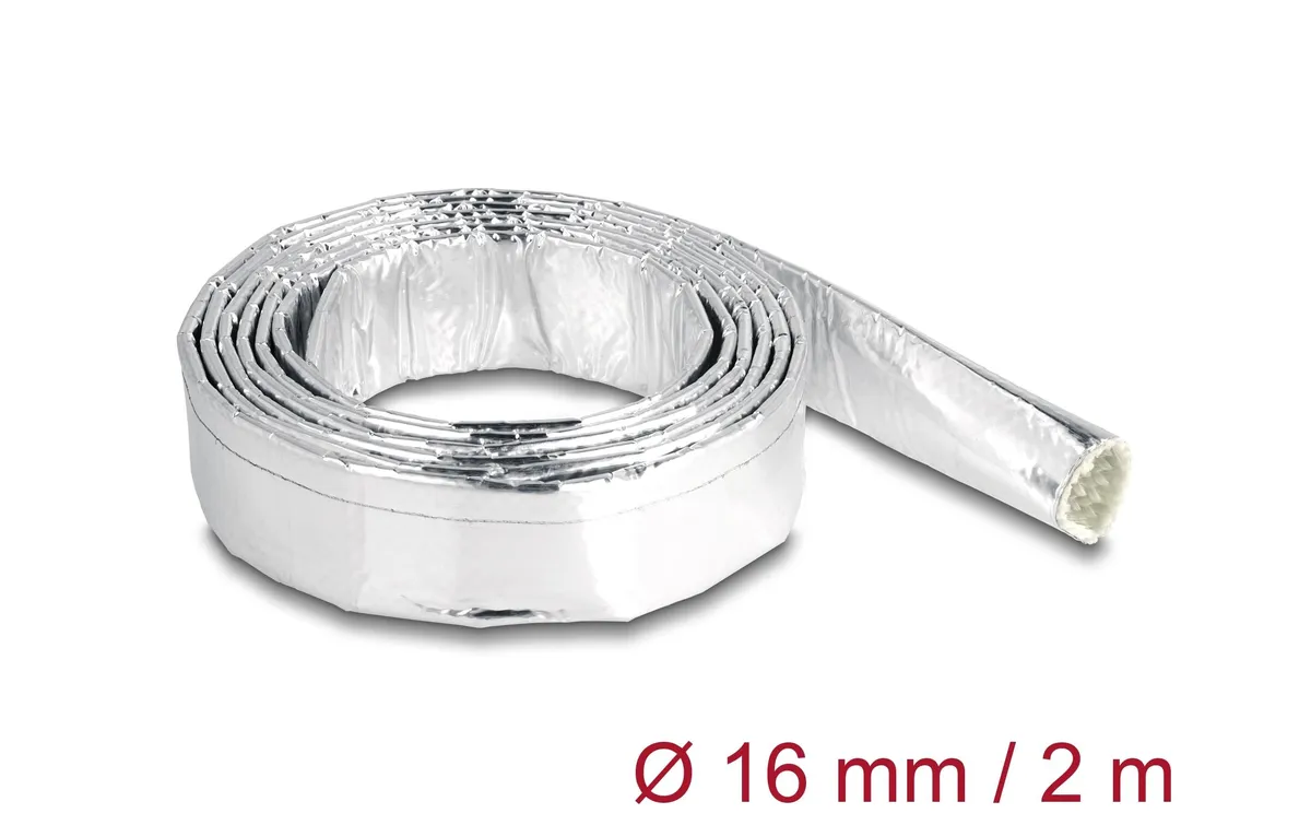 Delock Kabelschlauch aus Glasfasergeflecht / Alu 2 m x 16 mm Silber Delock Kabelschlauch aus Glasfasergeflecht / Alu 2 m x 16 mm Silber