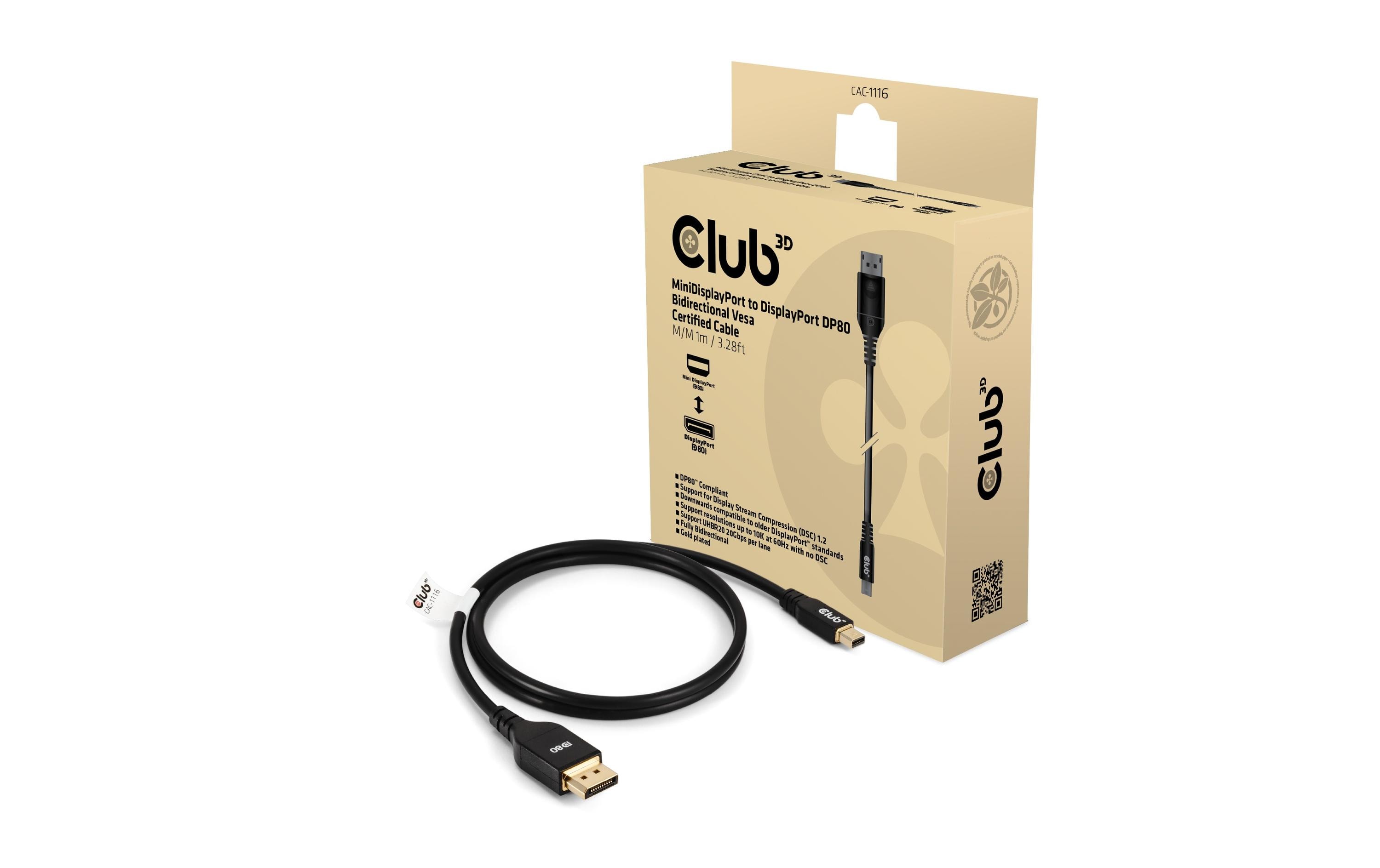 Club 3D Kabel CAC-1116 Mini-DisplayPort - DisplayPort, 1 m