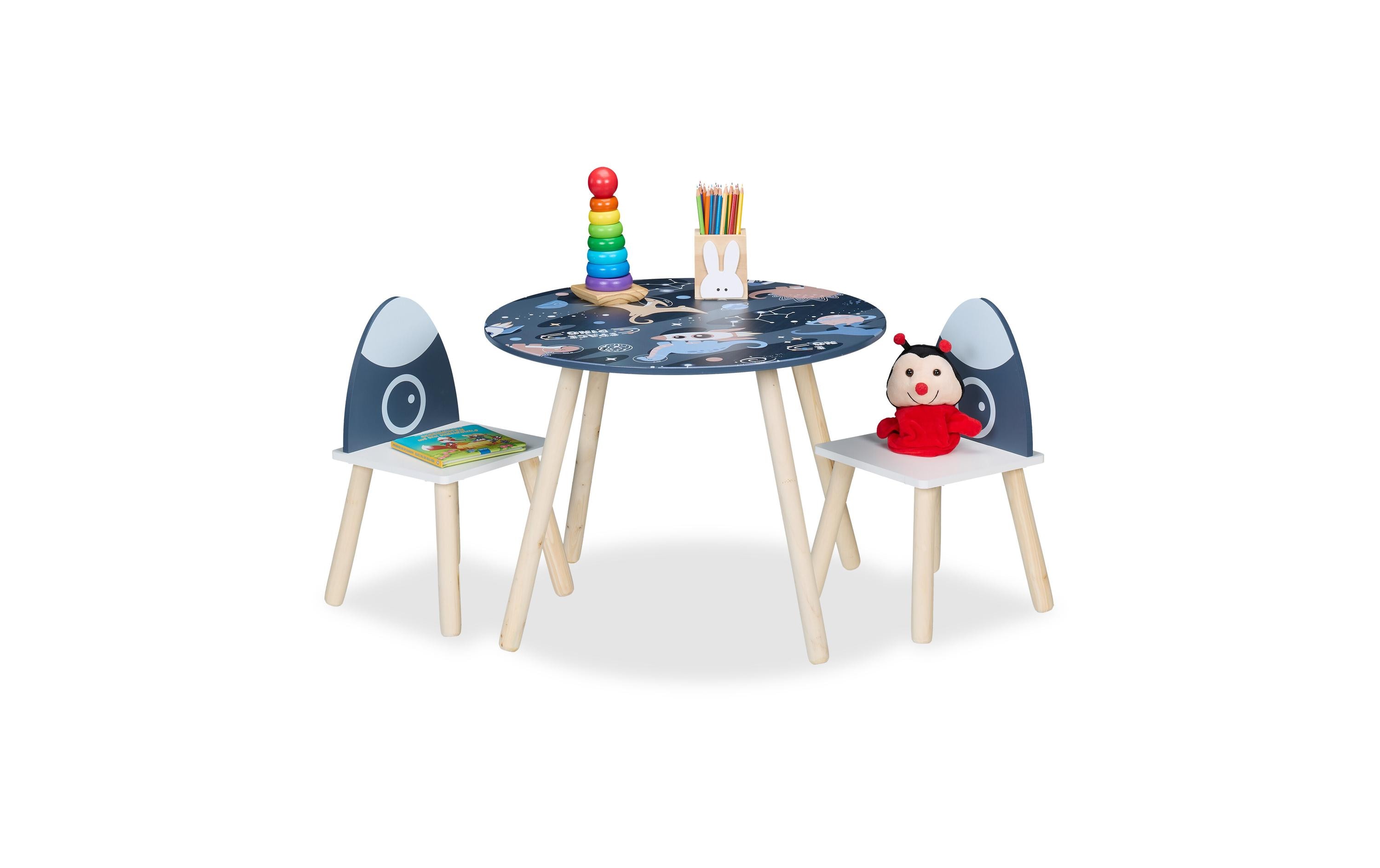 relaxdays Kindersitzgruppe Space Dunkelblau; Hellbraun; Weiss relaxdays Kindersitzgruppe Space Dunkelblau; Hellbraun; Weiss