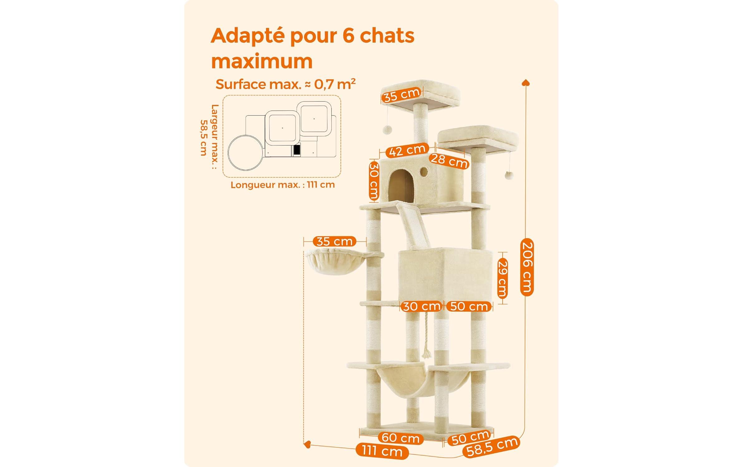 Feandrea Kratzbaum sandbeige 60 x 50 x 206 cm