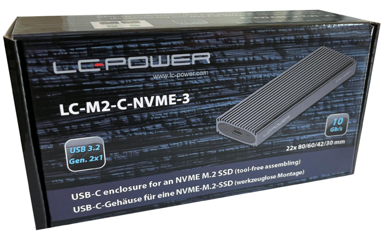 LC-Power Externes Gehäuse LC-M2-C-NVME-3 M.2