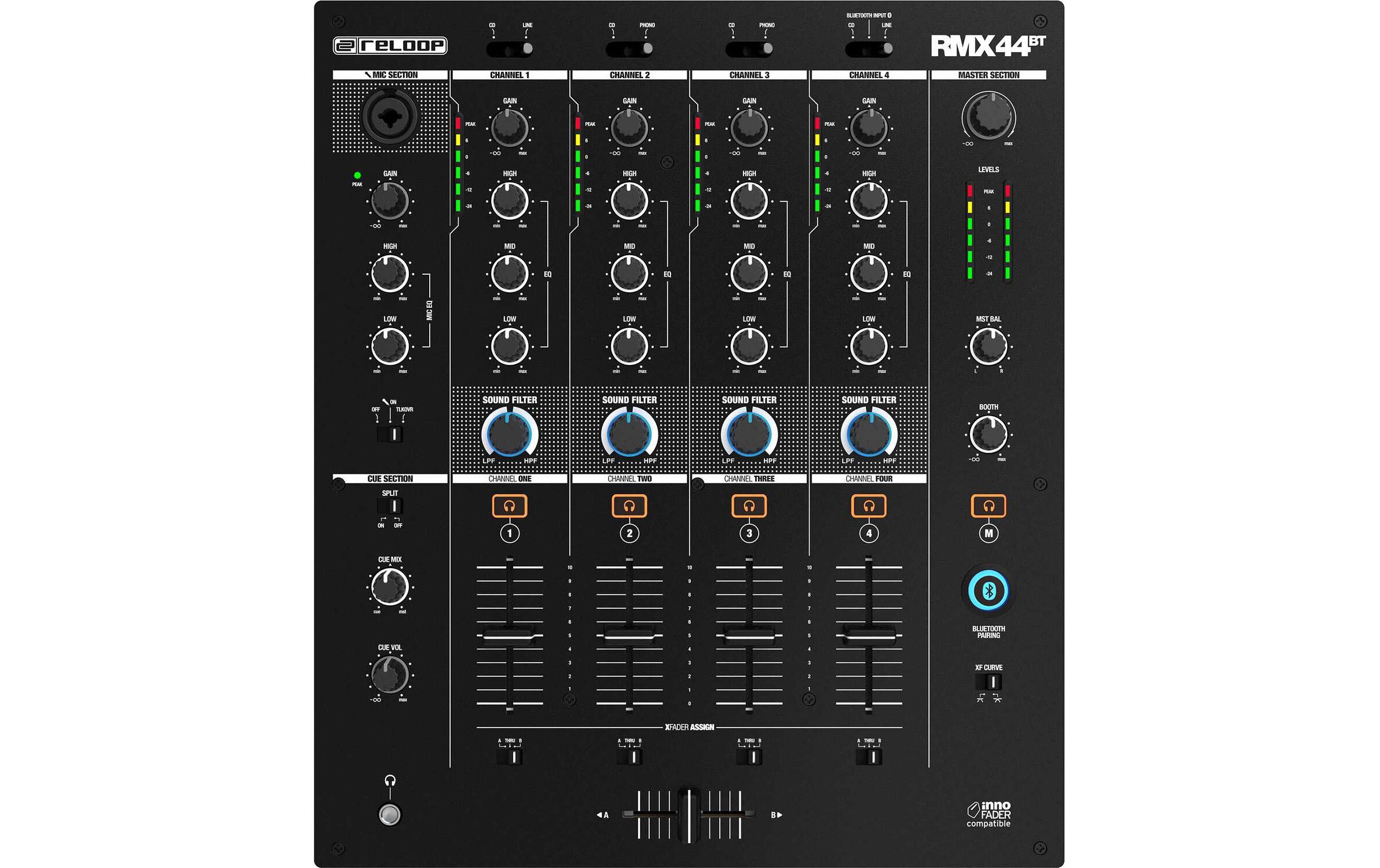 Reloop DJ-Mixer RMX-44BT 4-Kanal