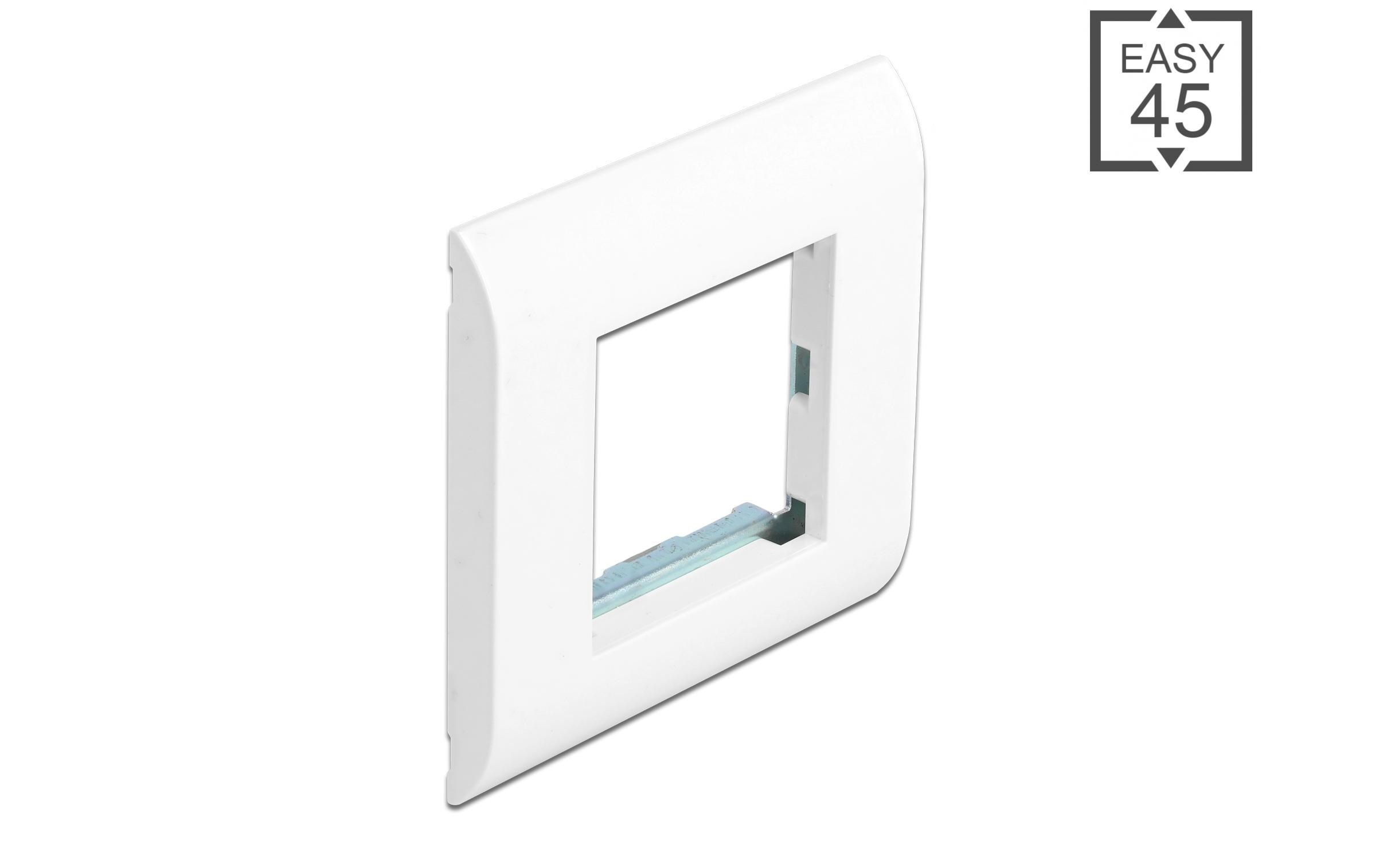 Delock Easy 45 Modulträger mit Abdeckrahmen 80 x 80 mm, Weiss Delock Easy 45 Modulträger mit Abdeckrahmen 80 x 80 mm, Weiss