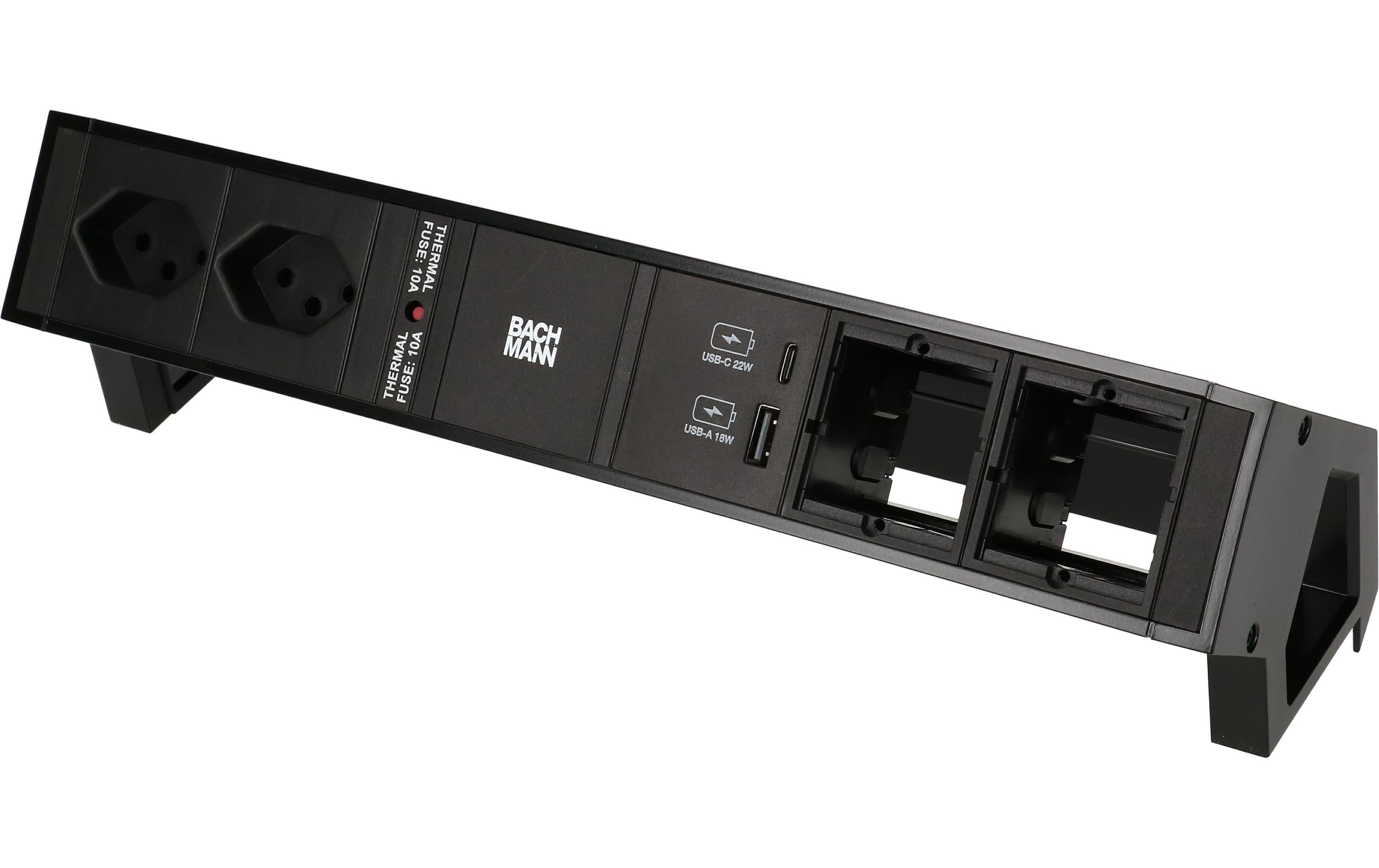 Bachmann Tischsteckdosenleiste DESK 2, 2x T13, 1x USB A/C, 2x Custom