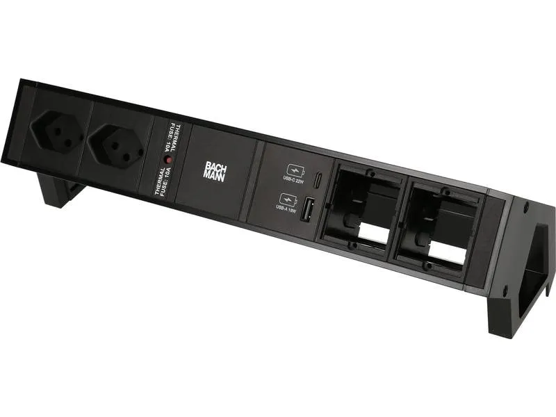 Bachmann Tischsteckdosenleiste DESK 2, 2x T13, 1x USB A/C, 2x Custom