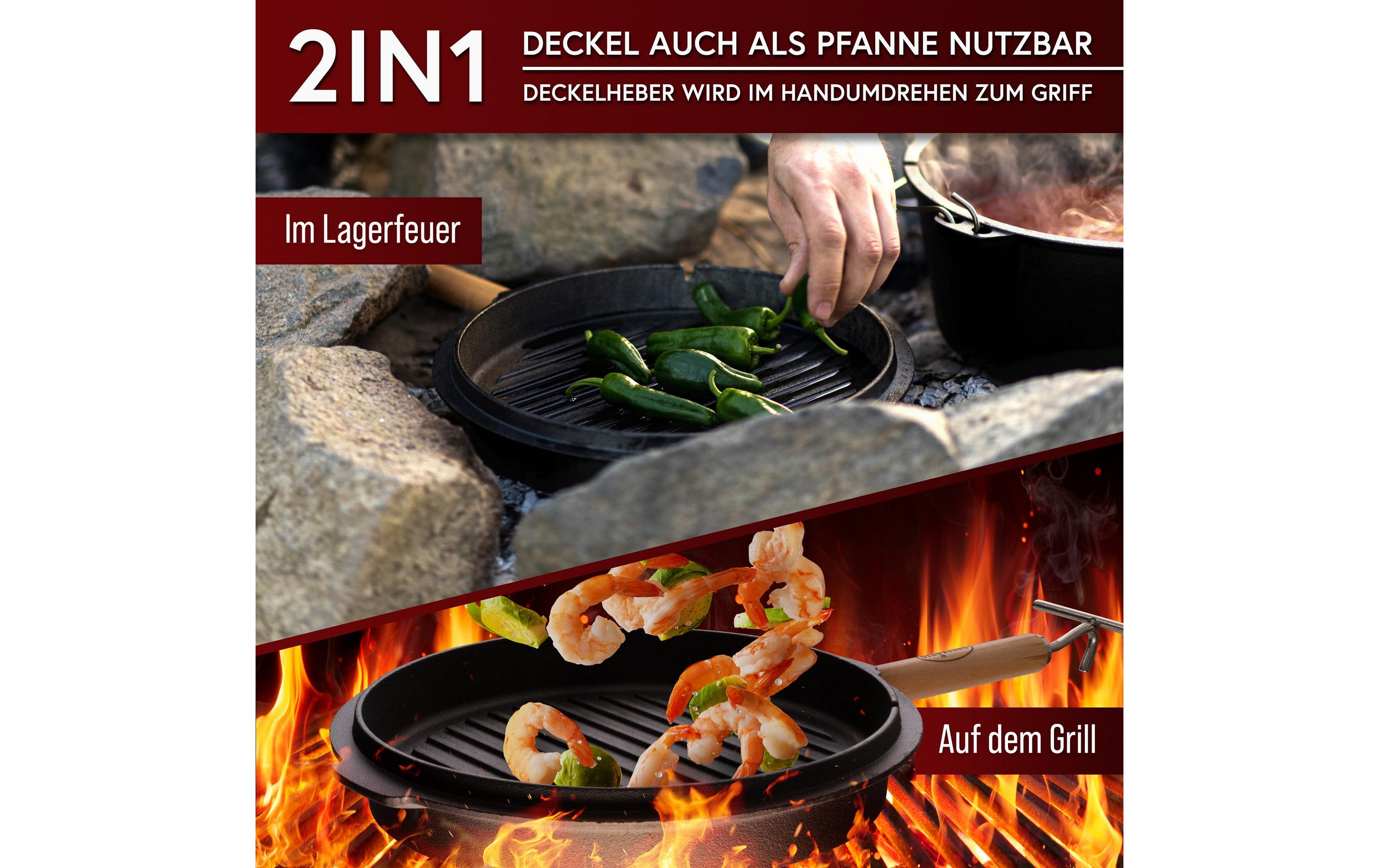Gusskoenig Dutch Oven Set 4.5 l mit Heber, Bürste, Untersetzer