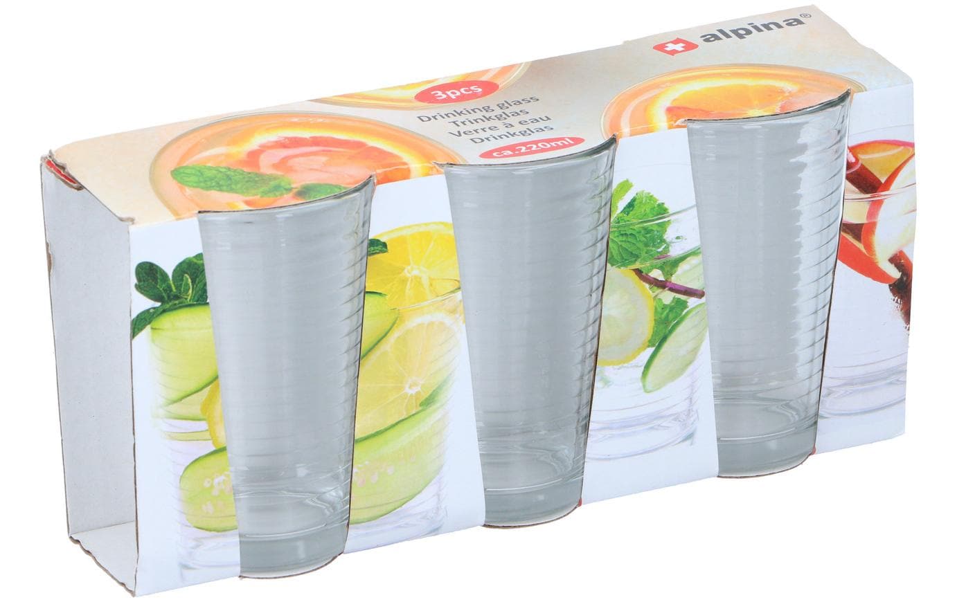 alpina Trinkglas 220 ml, 3 Stück, Transparent