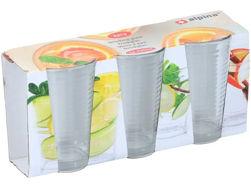 alpina Trinkglas 220 ml, 3 Stück, Transparent alpina Trinkglas 220 ml, 3 Stück, Transparent