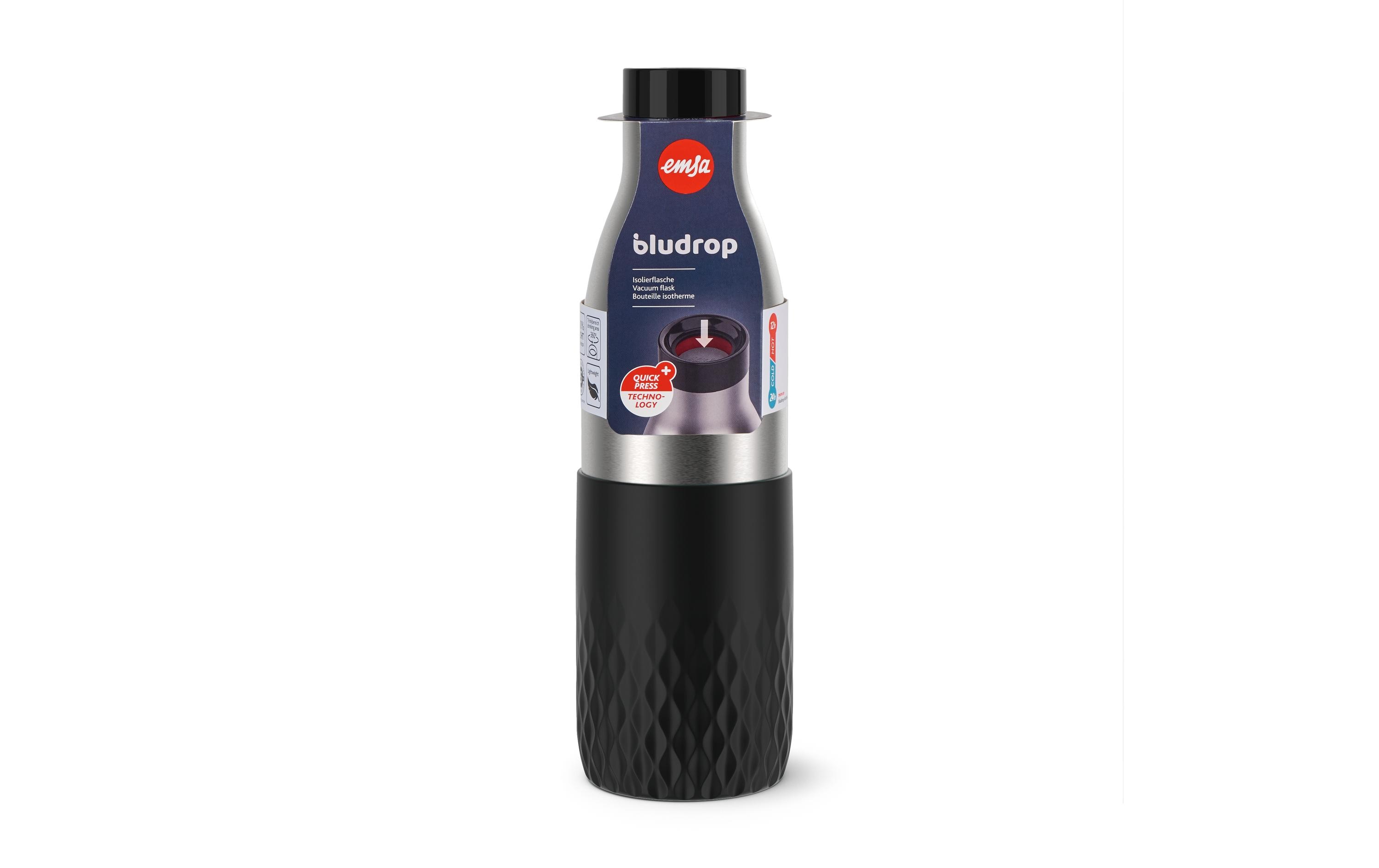 Emsa Trinkflasche Bludrop Sleeve 700 ml, Schwarz