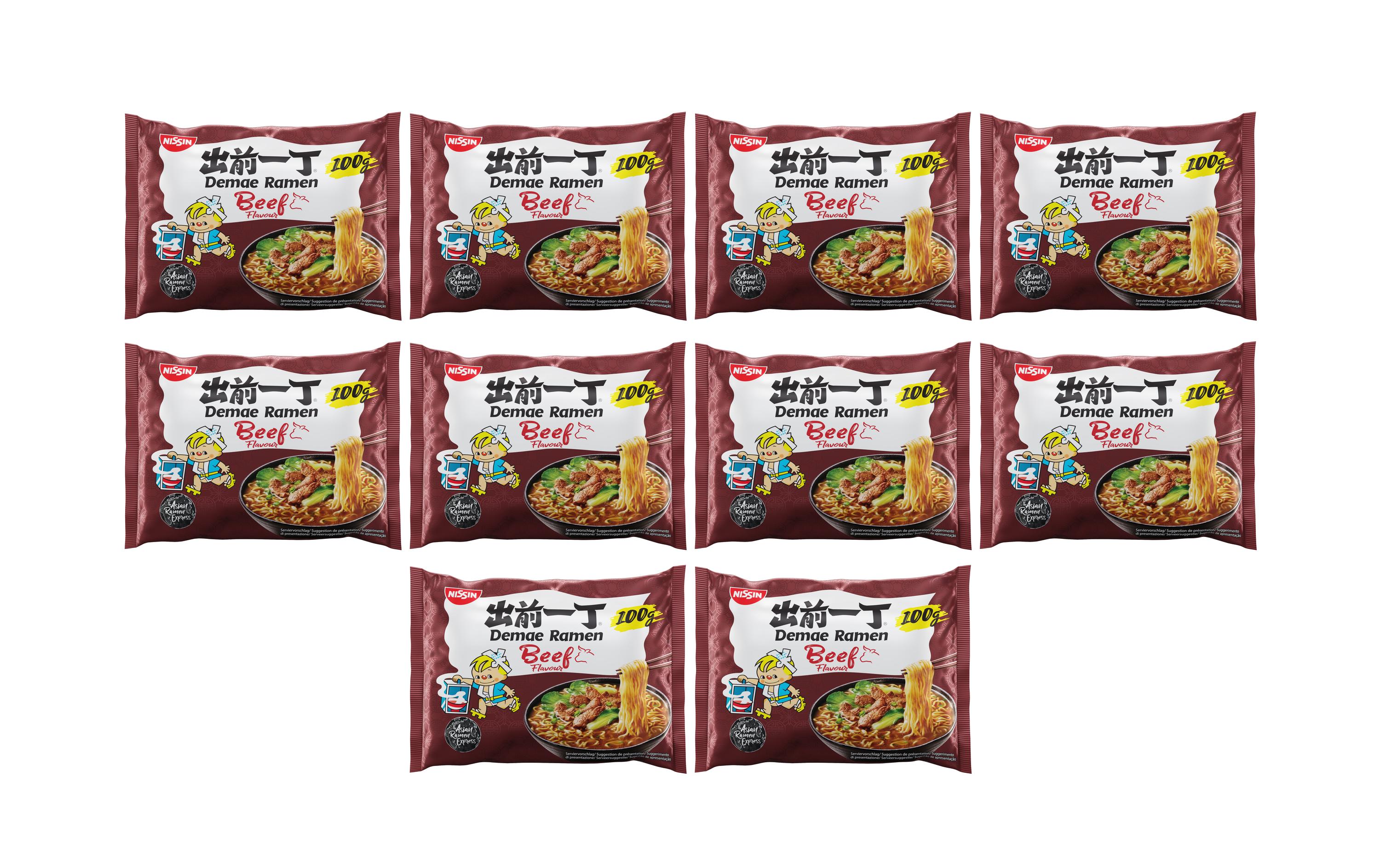 Nissin Food Demae Ramen Nudelsuppe Rind 10 x 100 g