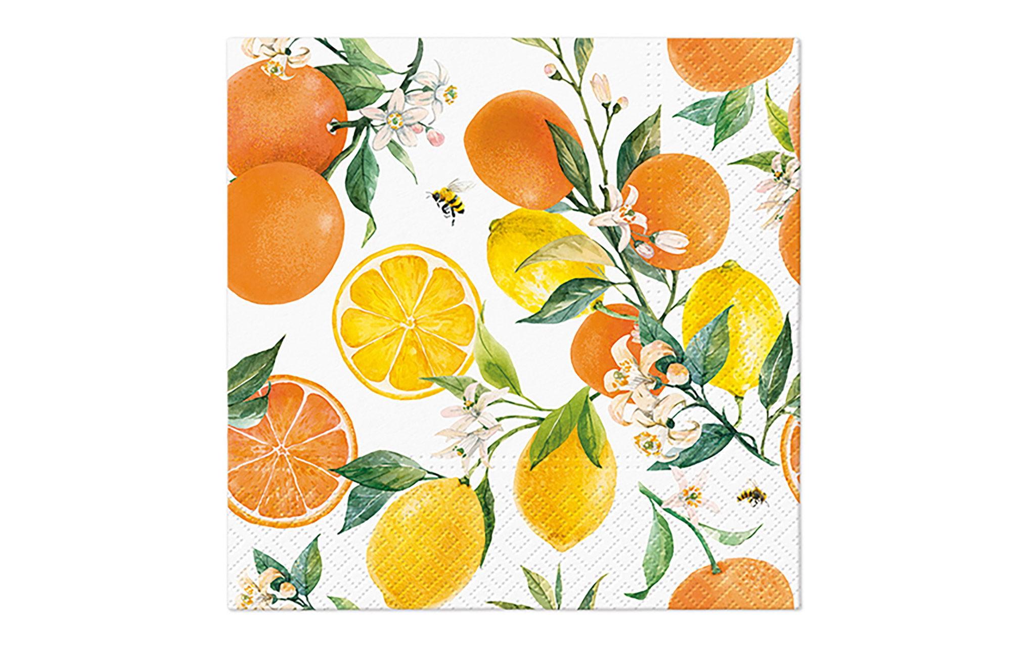 G. Wurm Papierservietten Zitrusfrüchte 33 cm x 33 cm, 20 Stück
