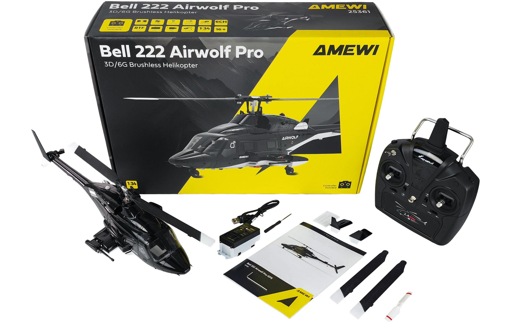 Amewi Helikopter Bell 222 Airwolf Pro 6-Kanal 3D/6G RTF Amewi Helikopter Bell 222 Airwolf Pro 6-Kanal 3D/6G RTF