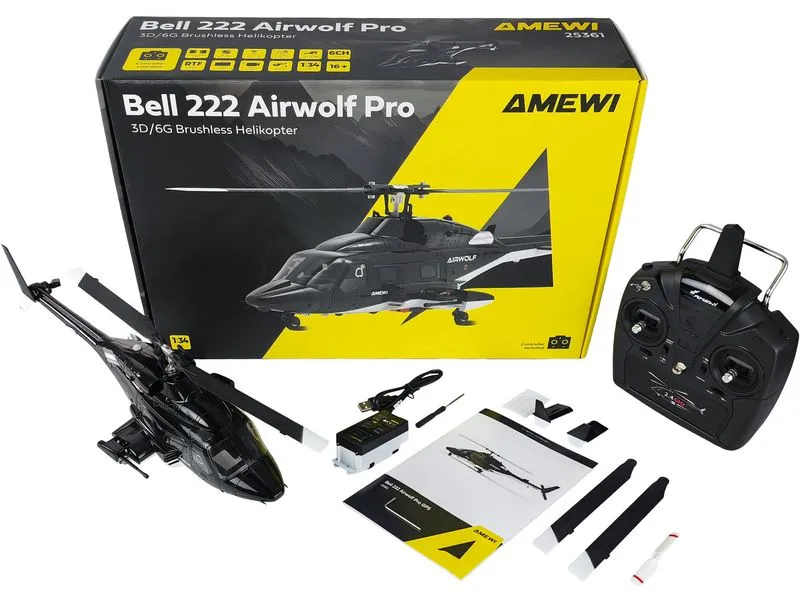 Amewi Helikopter Bell 222 Airwolf Pro 6-Kanal 3D/6G RTF Amewi Helikopter Bell 222 Airwolf Pro 6-Kanal 3D/6G RTF