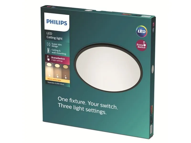 Philips Deckenleuchte LED SceneSwitch CL550 1500 lm 2700K, Schwarz