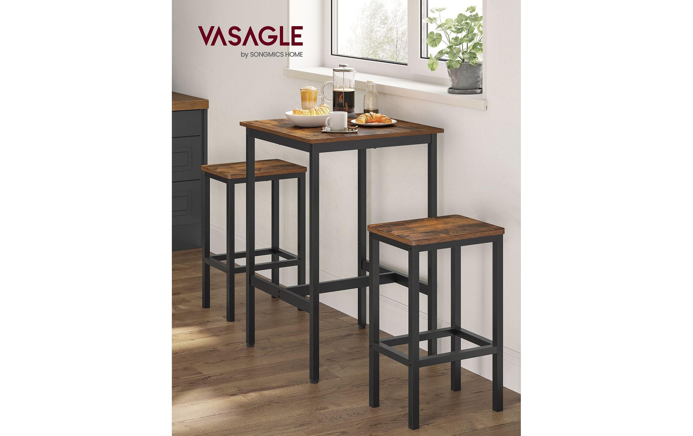 VASAGLE Bar-Tisch-Set, Vintagebraun / Schwarz