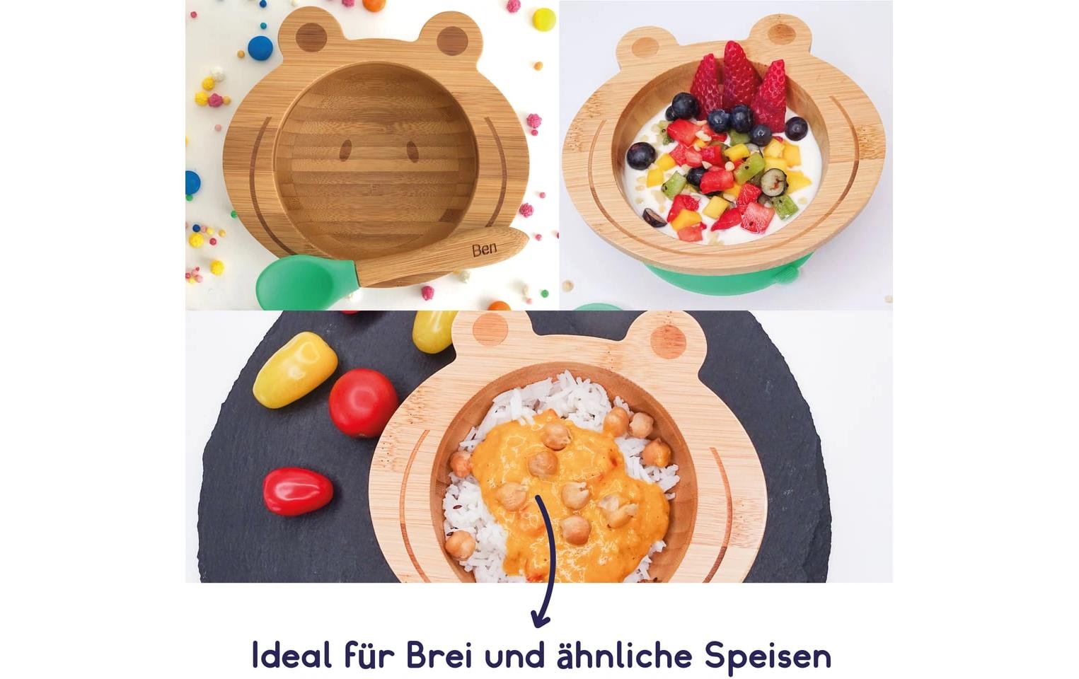 Kleinfuchs Babyteller Bambus Frosch Grün