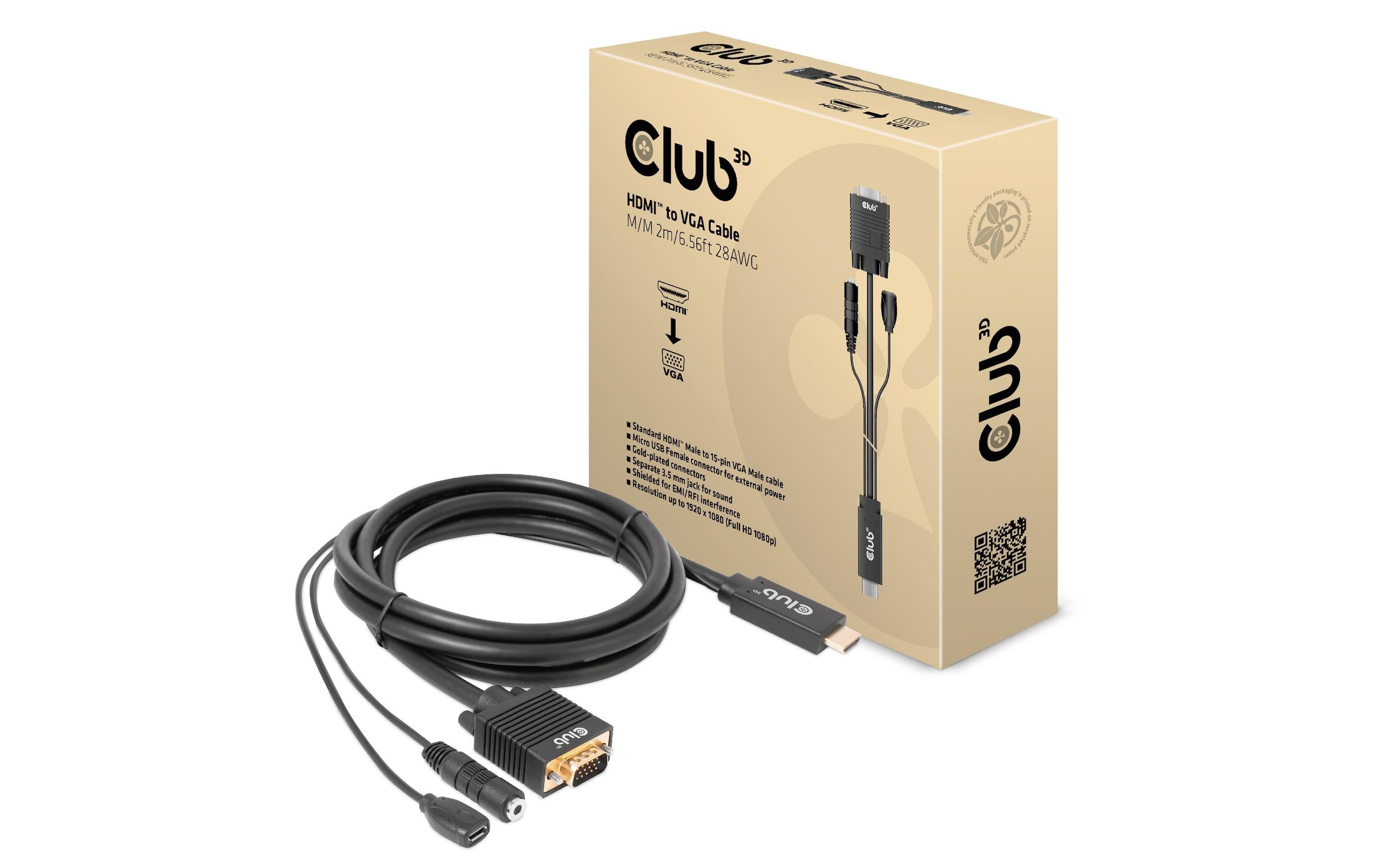 Club 3D Kabel CAC-1712 HDMI - VGA, 2 m