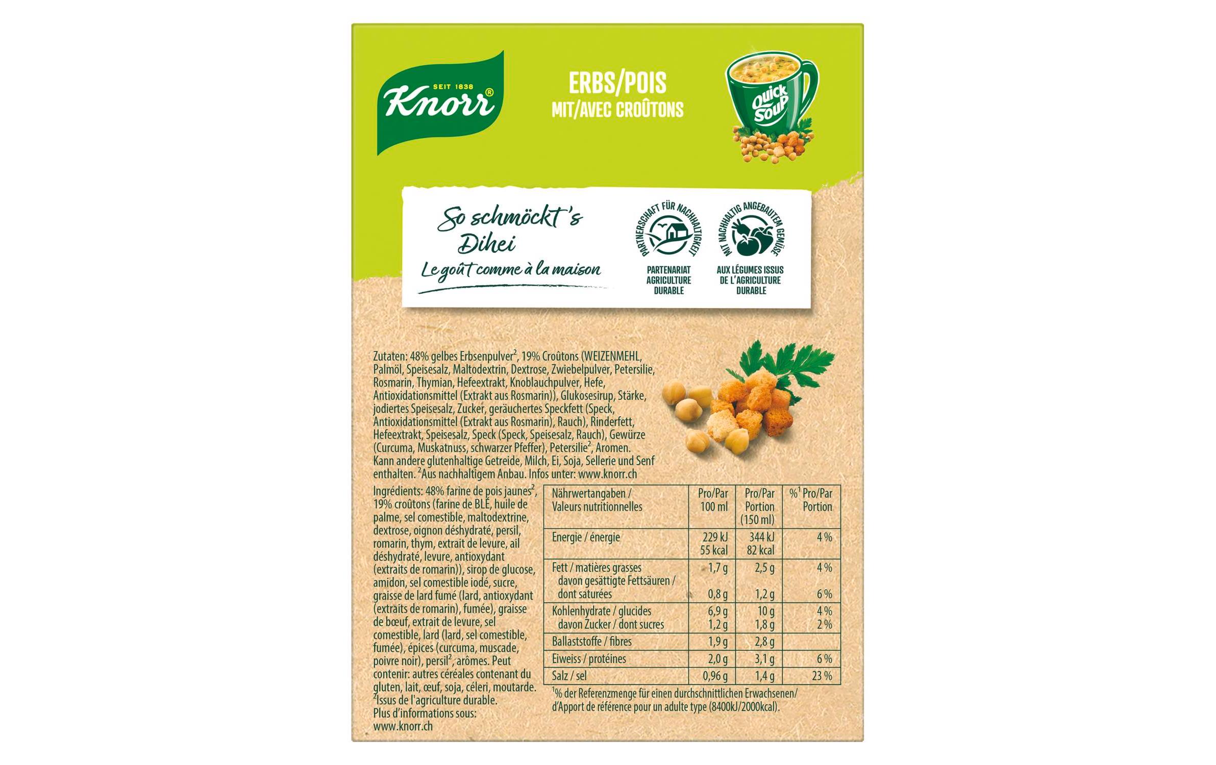 Knorr Quick Soup Erbs mit Croûtons 3 Portionen