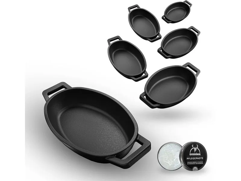 Gusskoenig Eingebrannte oval Mini-Pfanne 6 set Gusskoenig Eingebrannte oval Mini-Pfanne 6 set